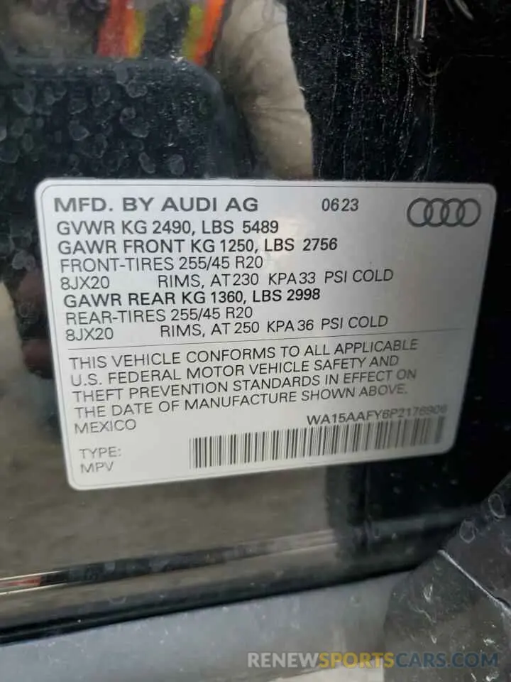 14 fotografías del automóvil dañado WA15AAFY6P2176906 AUDI Q5 2023