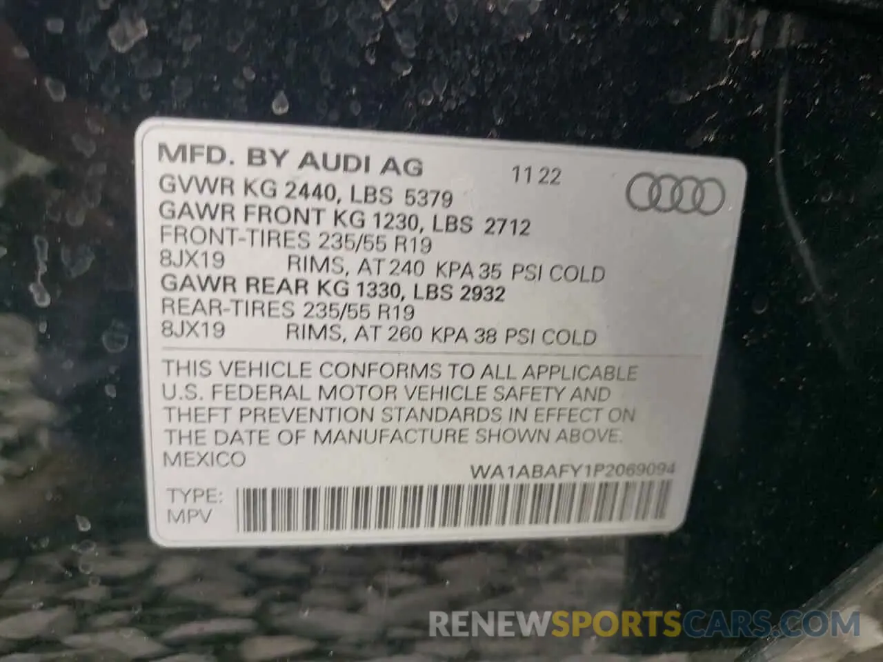 14 fotografías del automóvil dañado WA1ABAFY1P2069094 AUDI Q5 2023