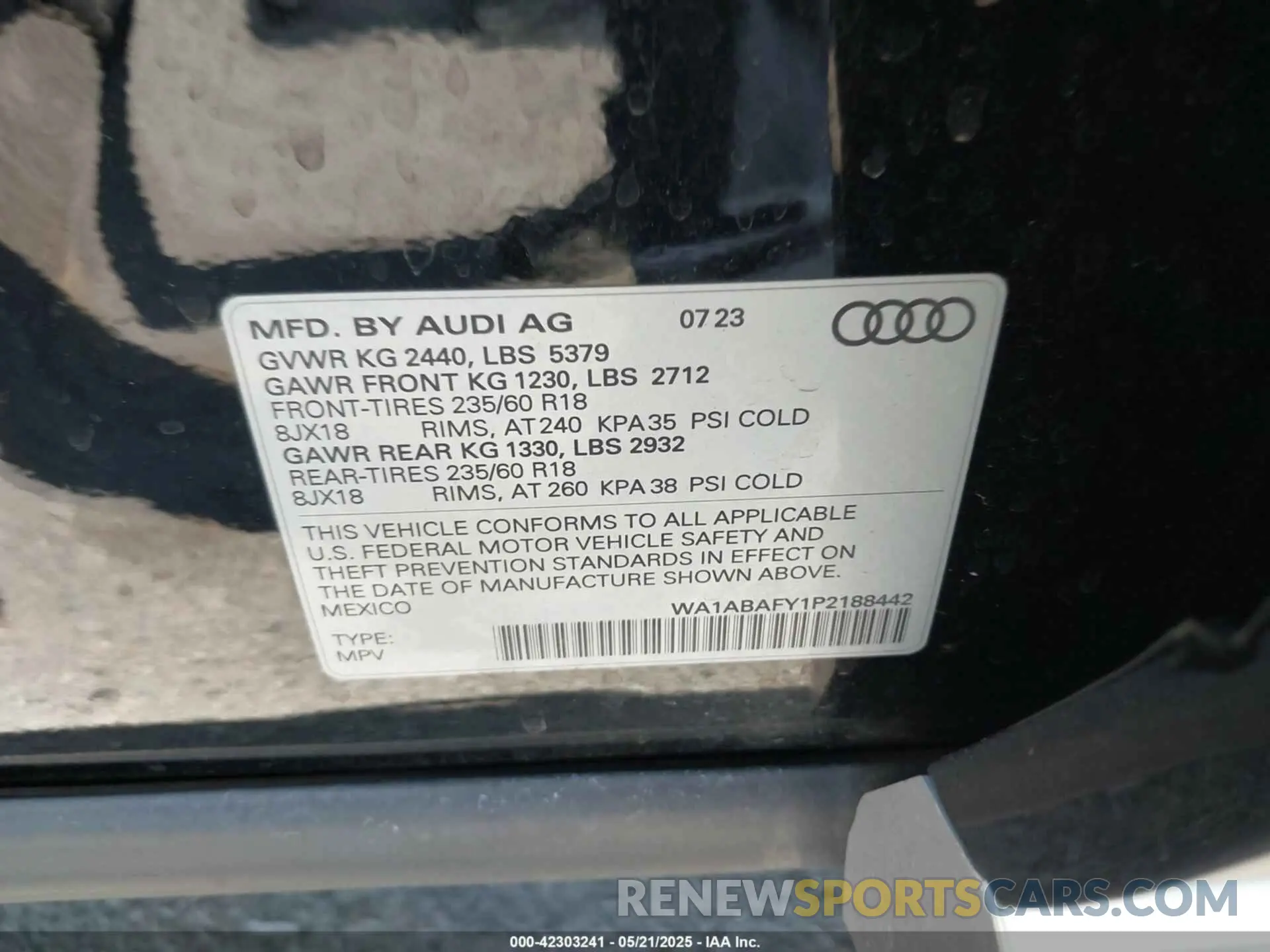 9 fotografías del automóvil dañado WA1ABAFY1P2188442 AUDI Q5 2023