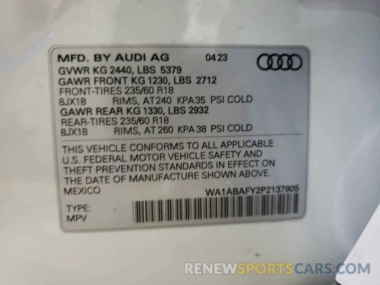 12 fotografías del automóvil dañado WA1ABAFY2P2137905 AUDI Q5 2023