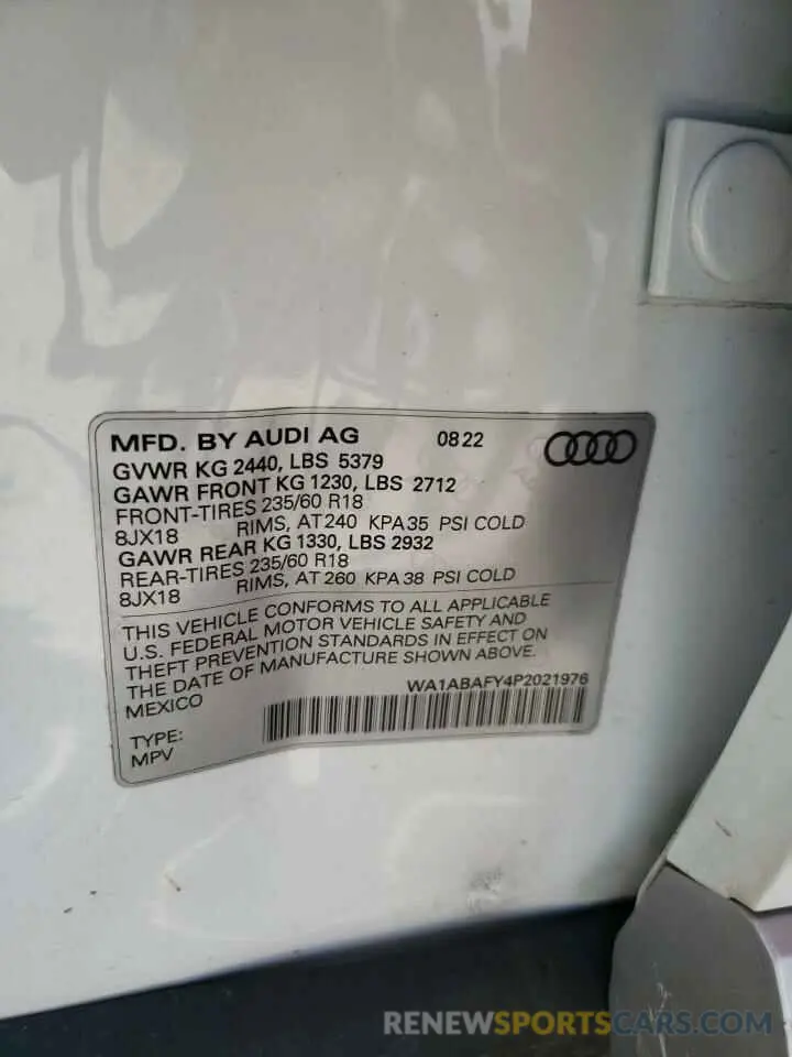 13 fotografías del automóvil dañado WA1ABAFY4P2021976 AUDI Q5 2023