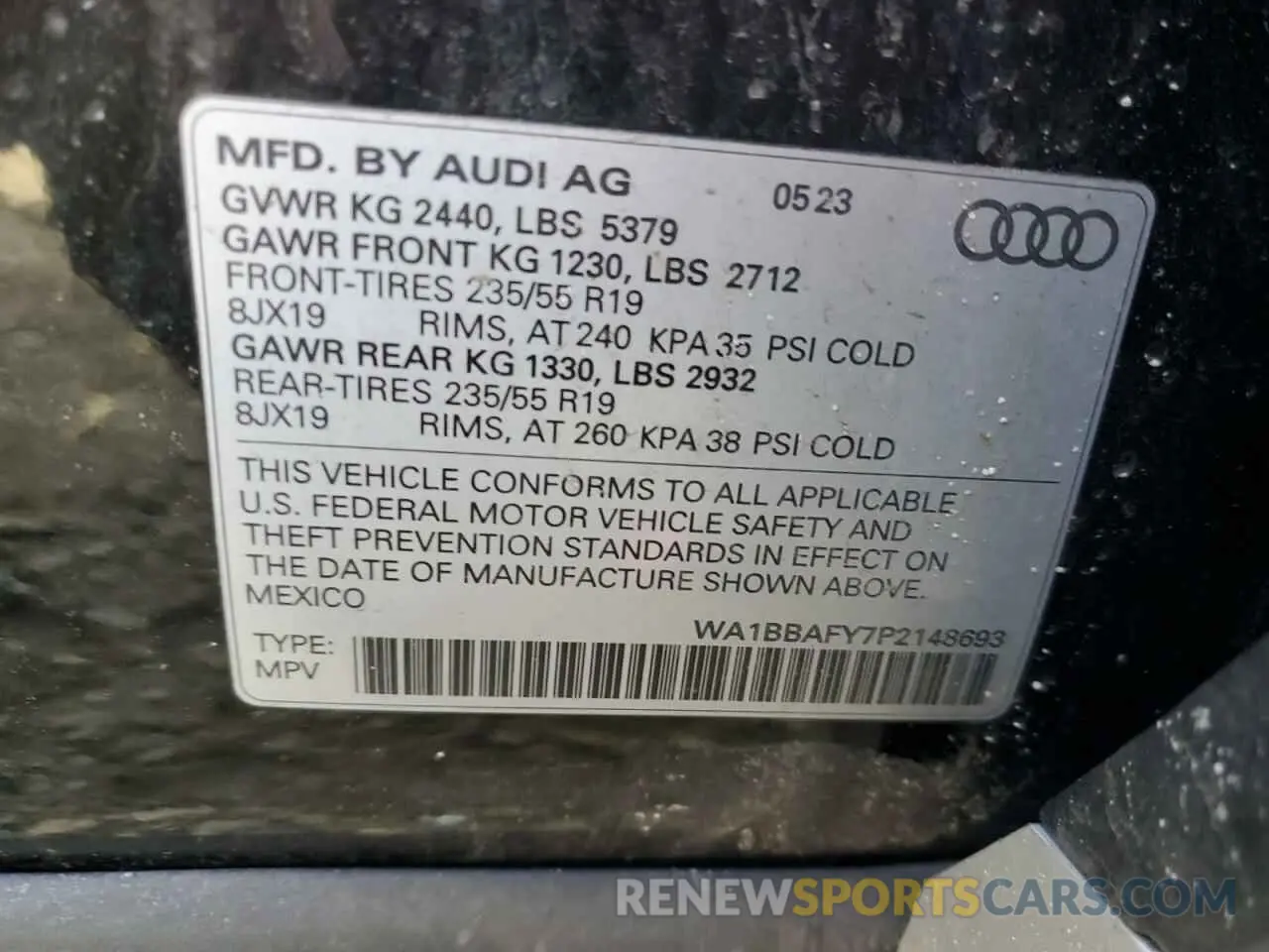 14 fotografías del automóvil dañado WA1BBAFY7P2148693 AUDI Q5 2023