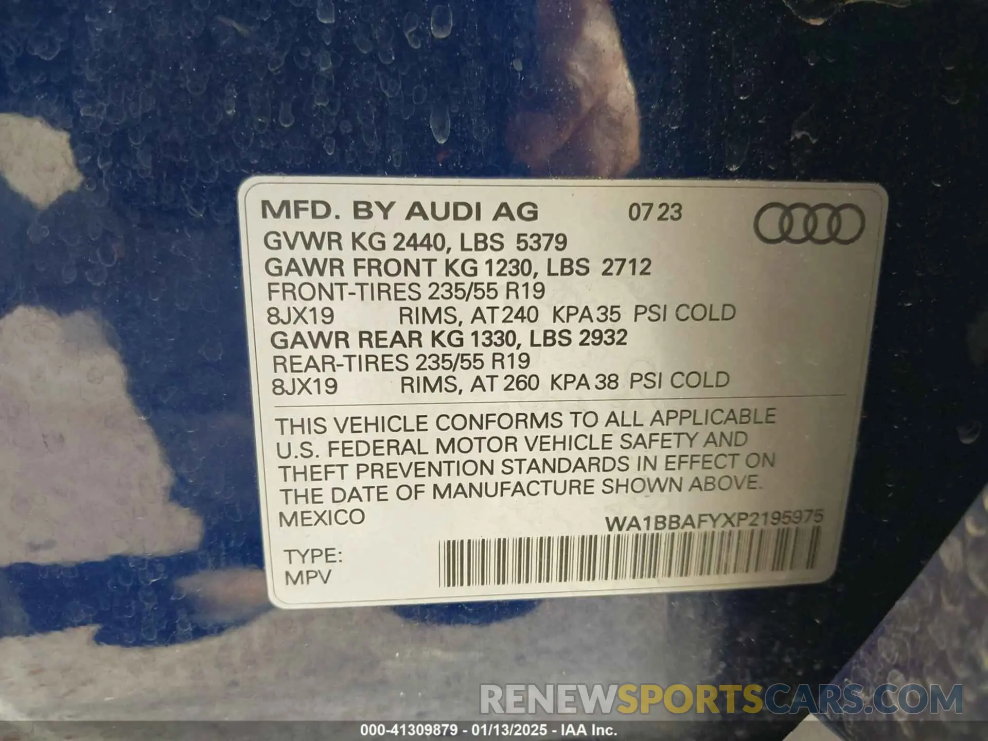 9 fotografías del automóvil dañado WA1BBAFYXP2195975 AUDI Q5 2023
