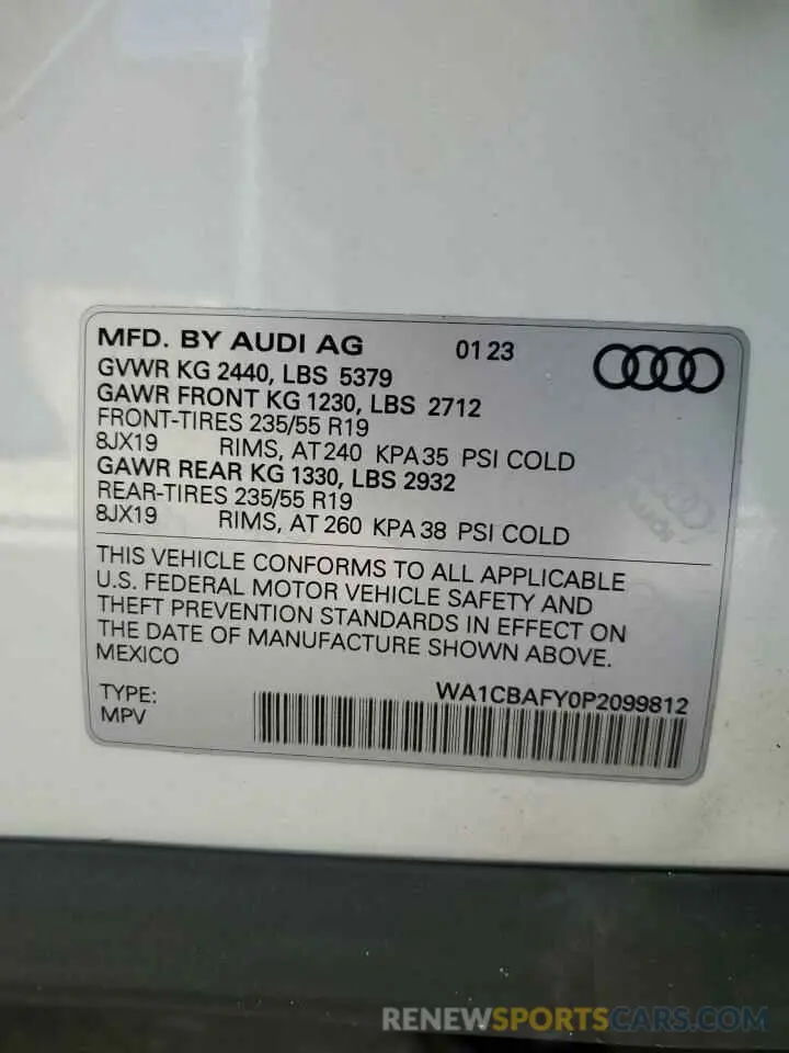 14 fotografías del automóvil dañado WA1CBAFY0P2099812 AUDI Q5 2023