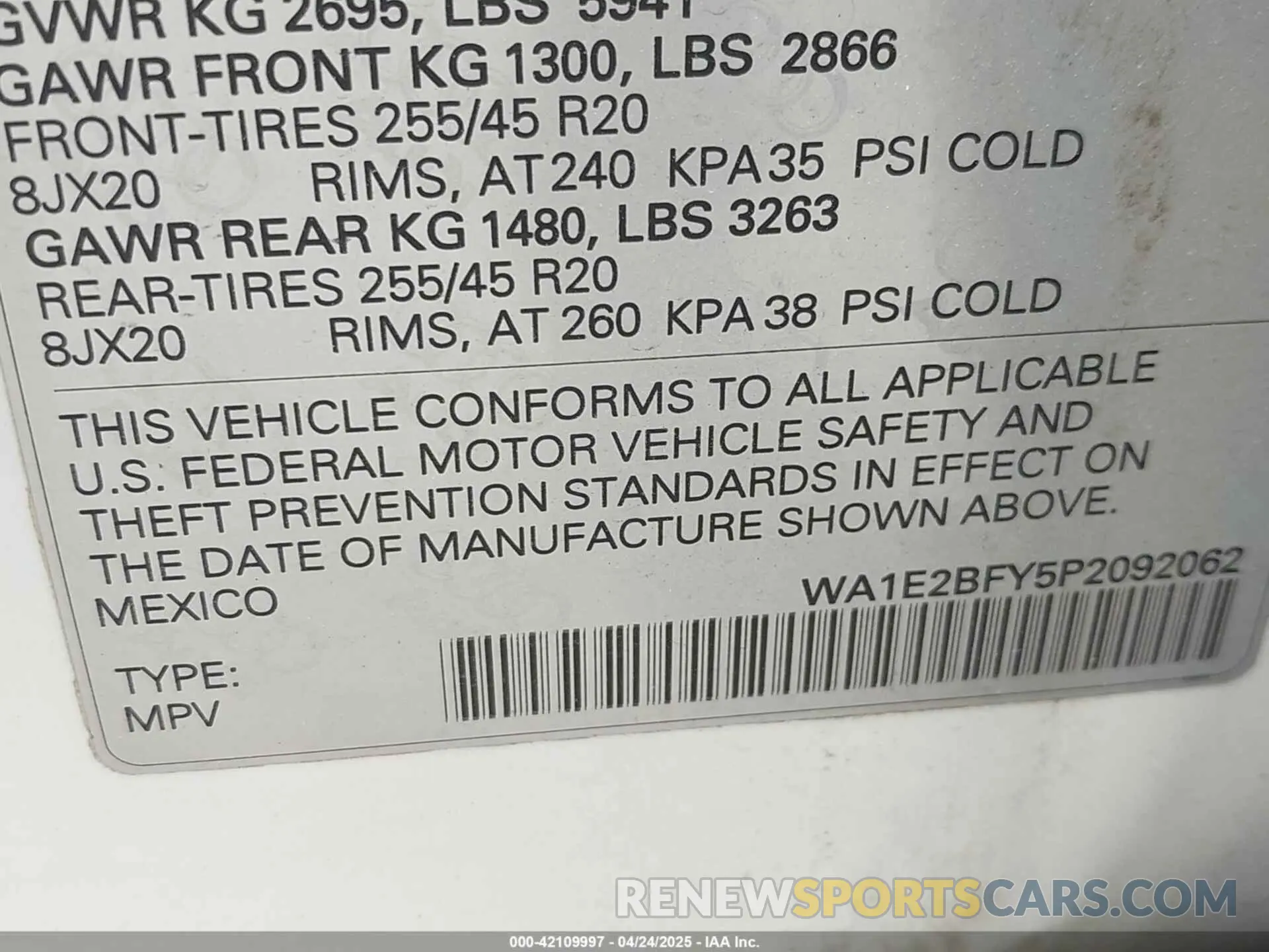 9 fotografías del automóvil dañado WA1E2BFY5P2092062 AUDI Q5 2023