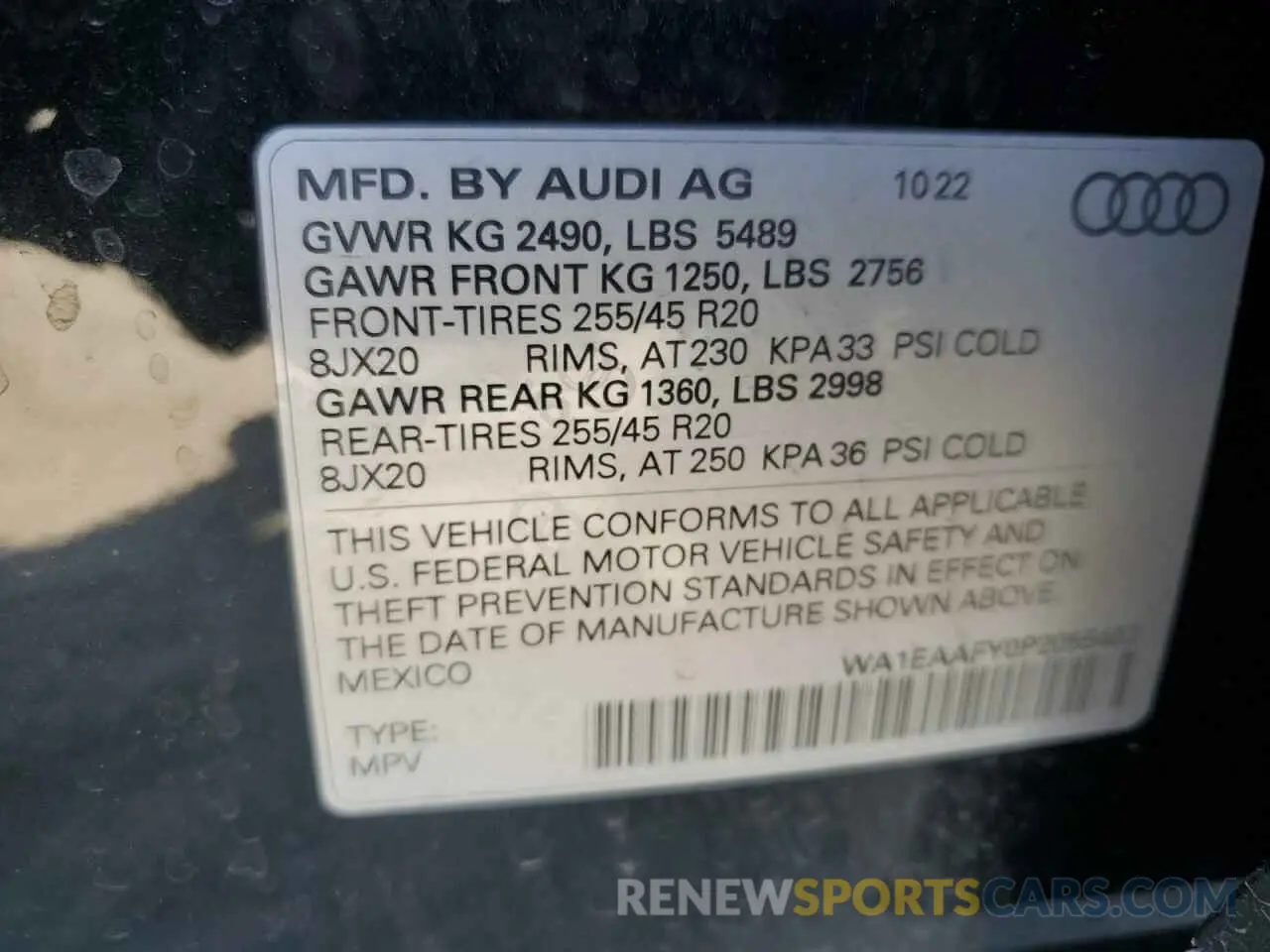 13 fotografías del automóvil dañado WA1EAAFY0P2055403 AUDI Q5 2023