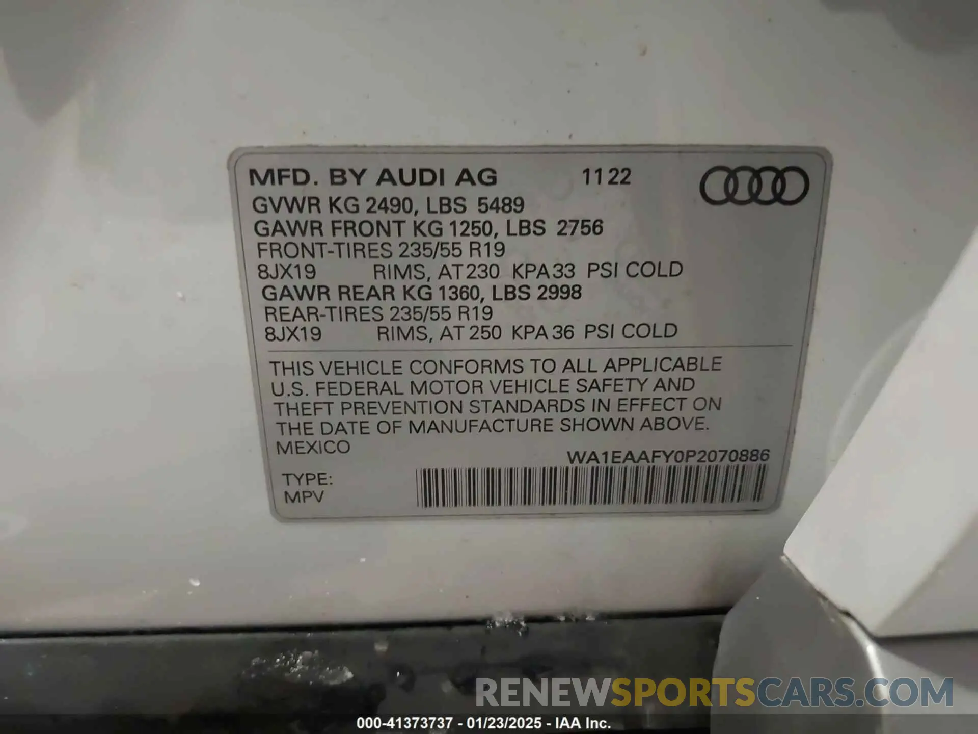 9 fotografías del automóvil dañado WA1EAAFY0P2070886 AUDI Q5 2023