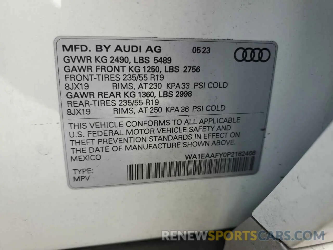 12 fotografías del automóvil dañado WA1EAAFY0P2162466 AUDI Q5 2023