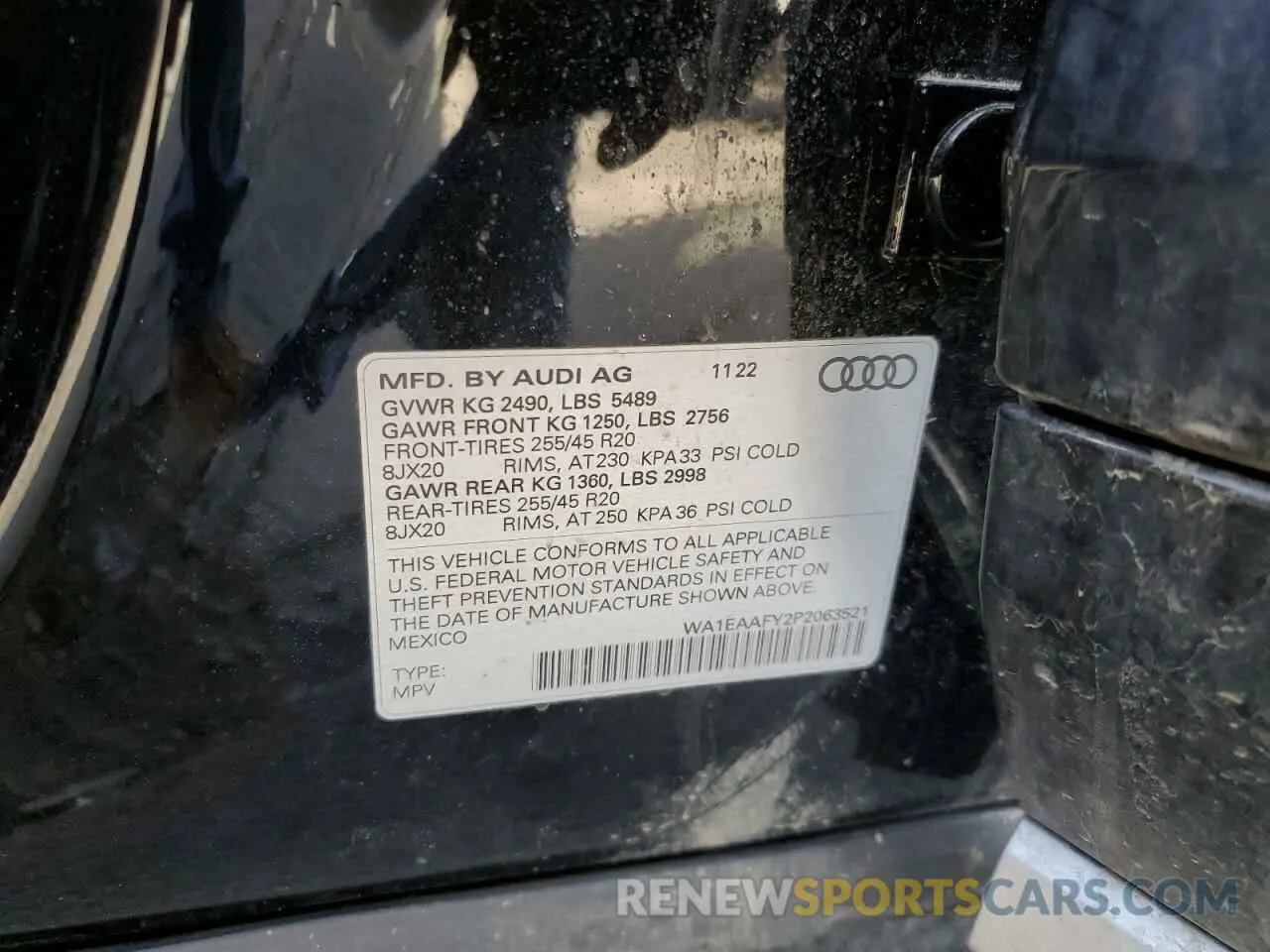 15 fotografías del automóvil dañado WA1EAAFY2P2063521 AUDI Q5 2023