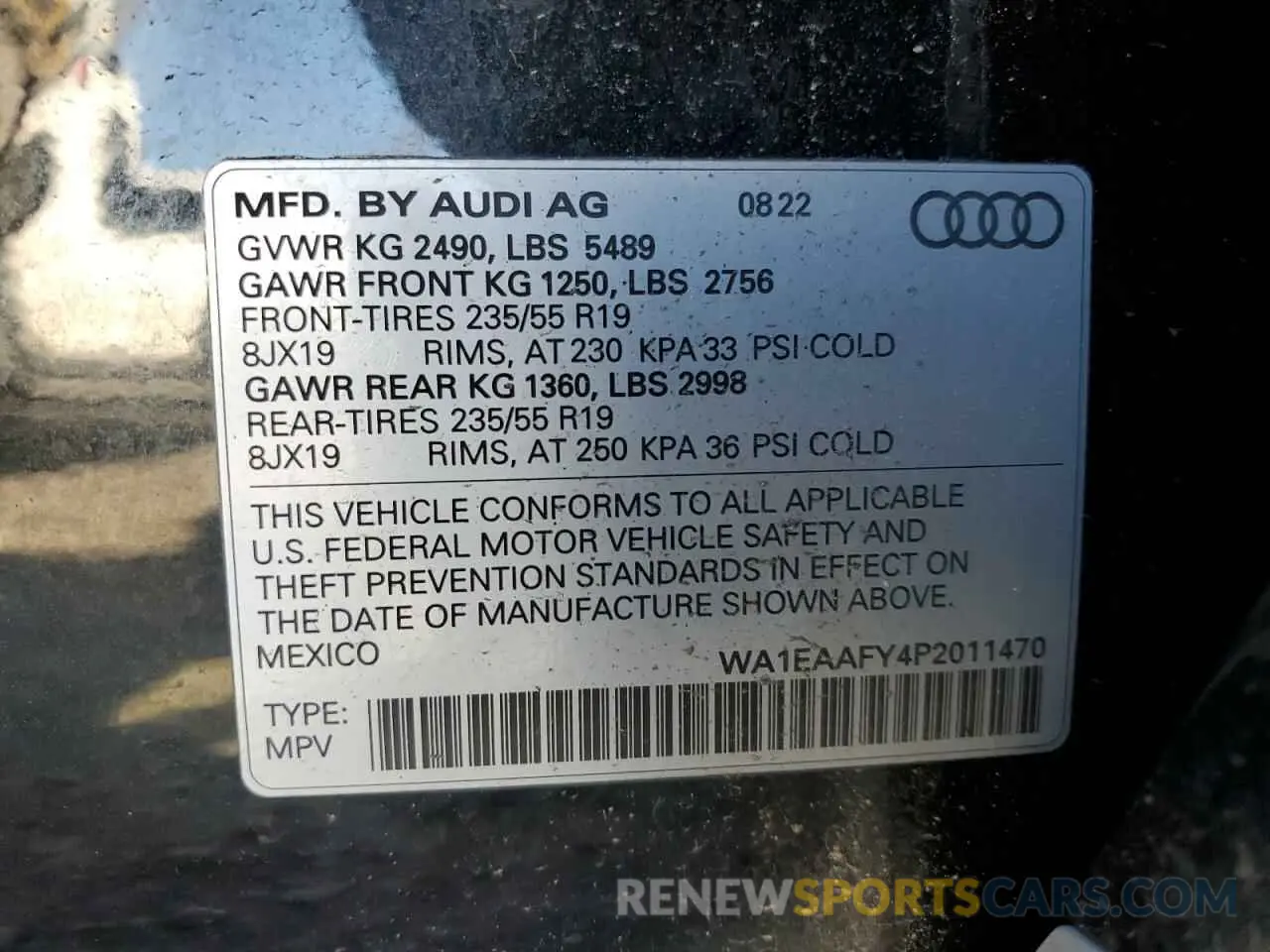 13 fotografías del automóvil dañado WA1EAAFY4P2011470 AUDI Q5 2023