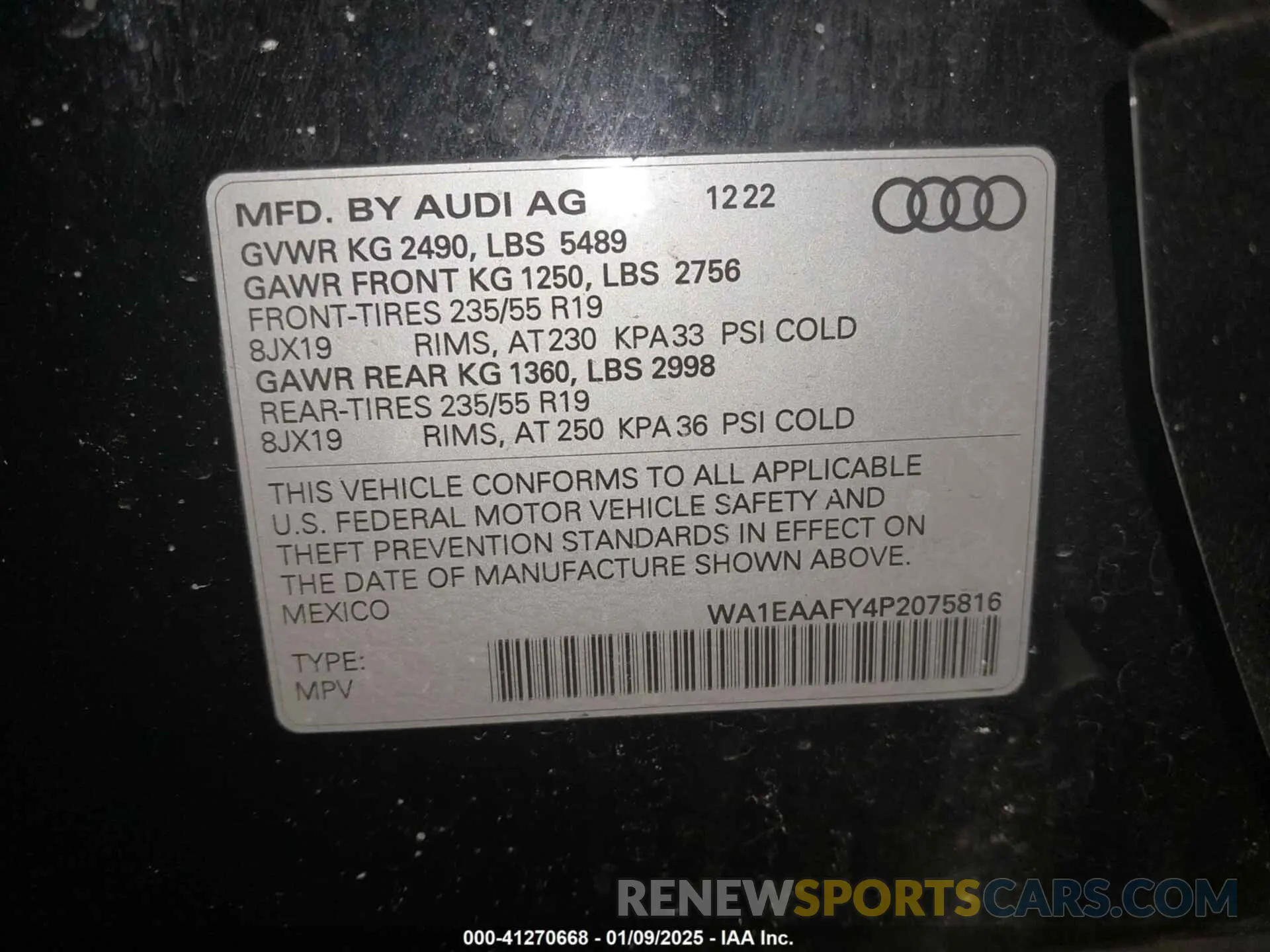 9 fotografías del automóvil dañado WA1EAAFY4P2075816 AUDI Q5 2023