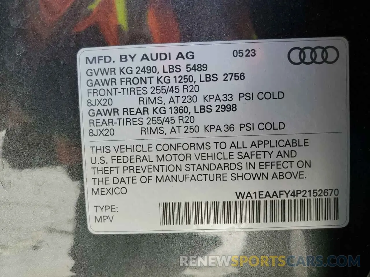 13 fotografías del automóvil dañado WA1EAAFY4P2152670 AUDI Q5 2023