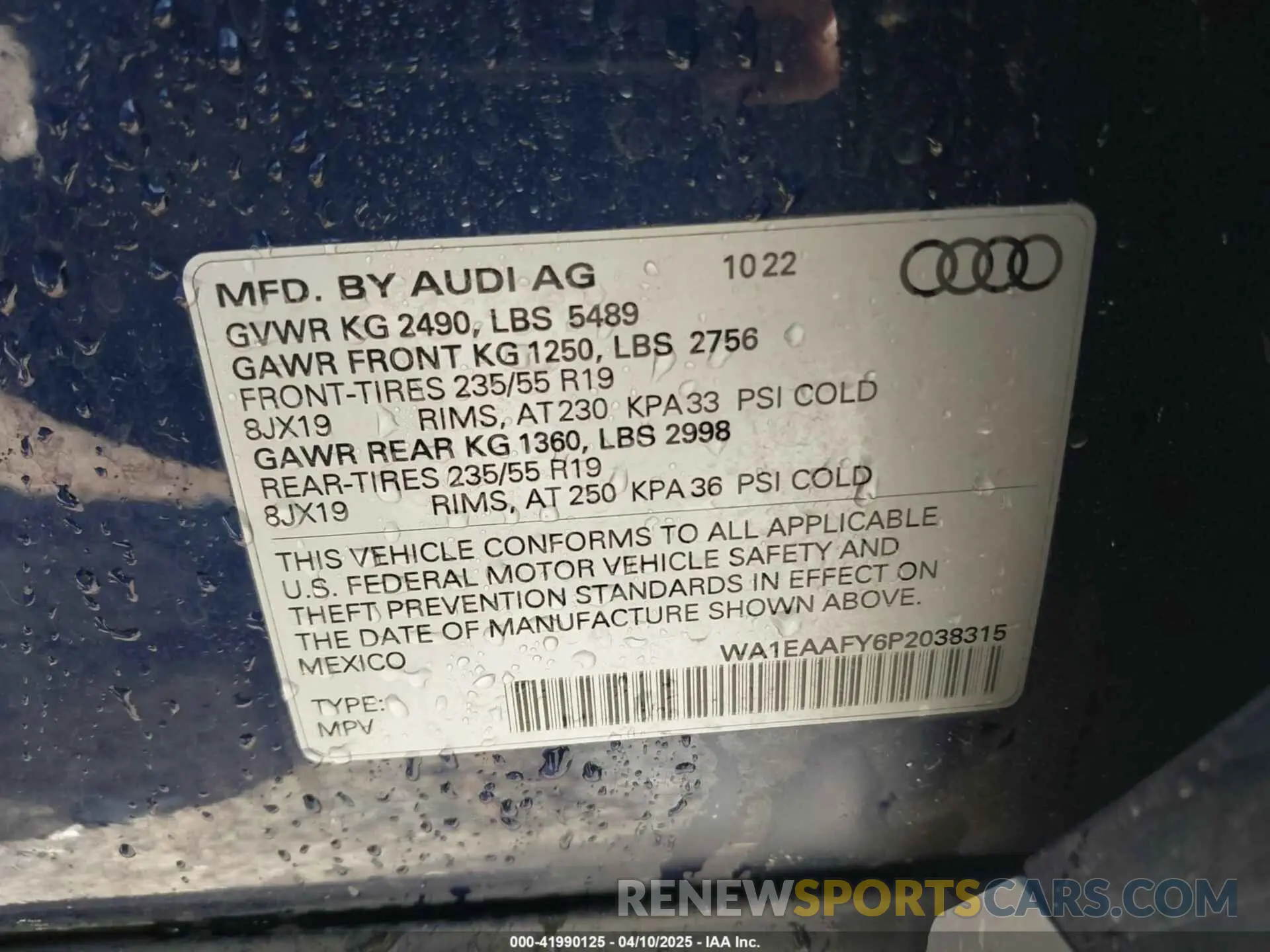 9 fotografías del automóvil dañado WA1EAAFY6P2038315 AUDI Q5 2023