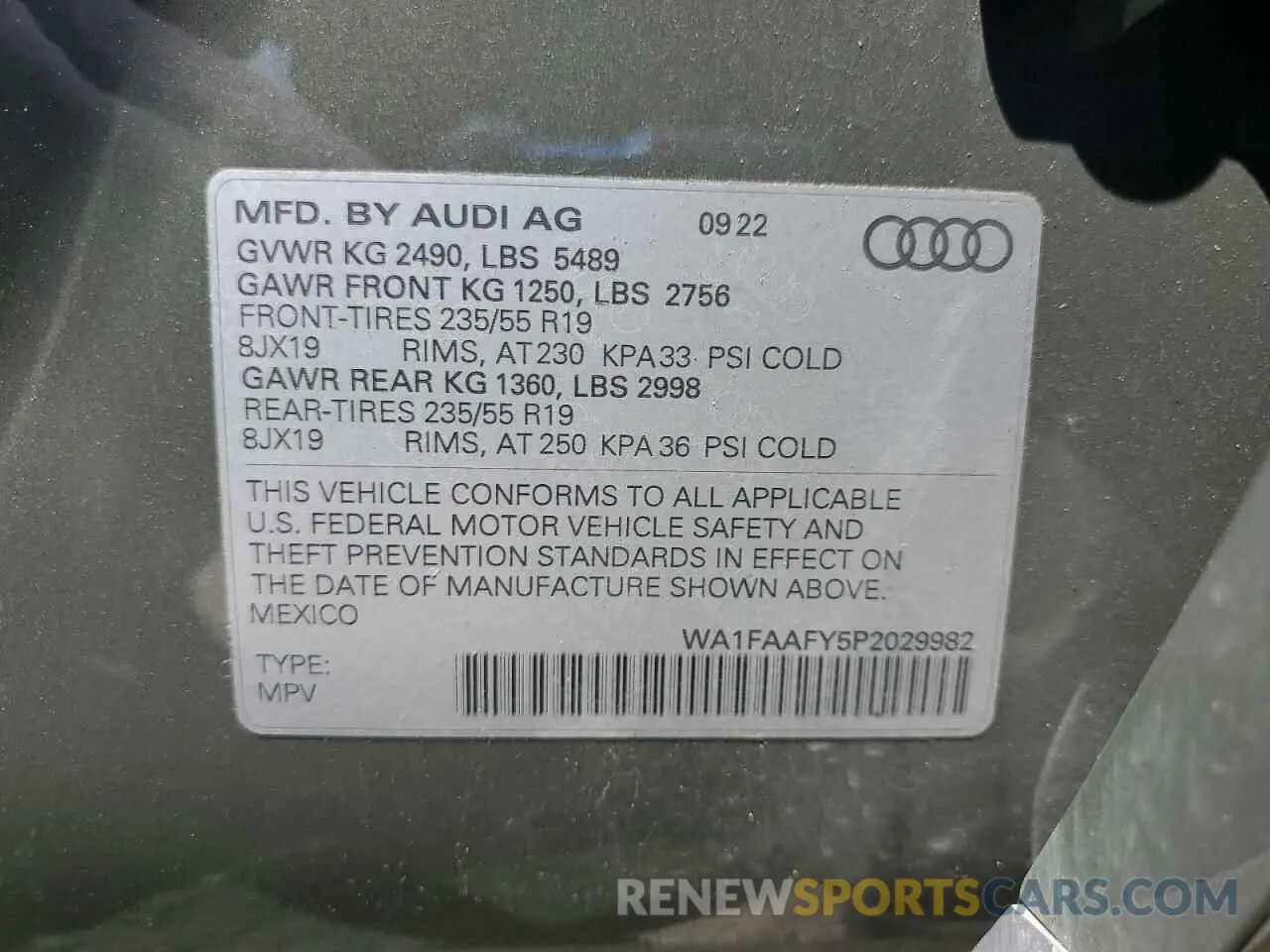 14 fotografías del automóvil dañado WA1FAAFY5P2029982 AUDI Q5 2023