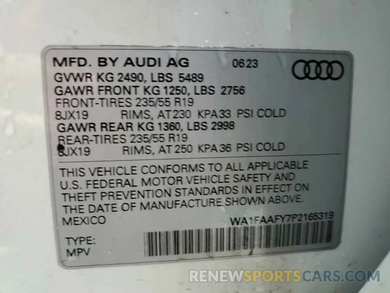 13 fotografías del automóvil dañado WA1FAAFY7P2165319 AUDI Q5 2023