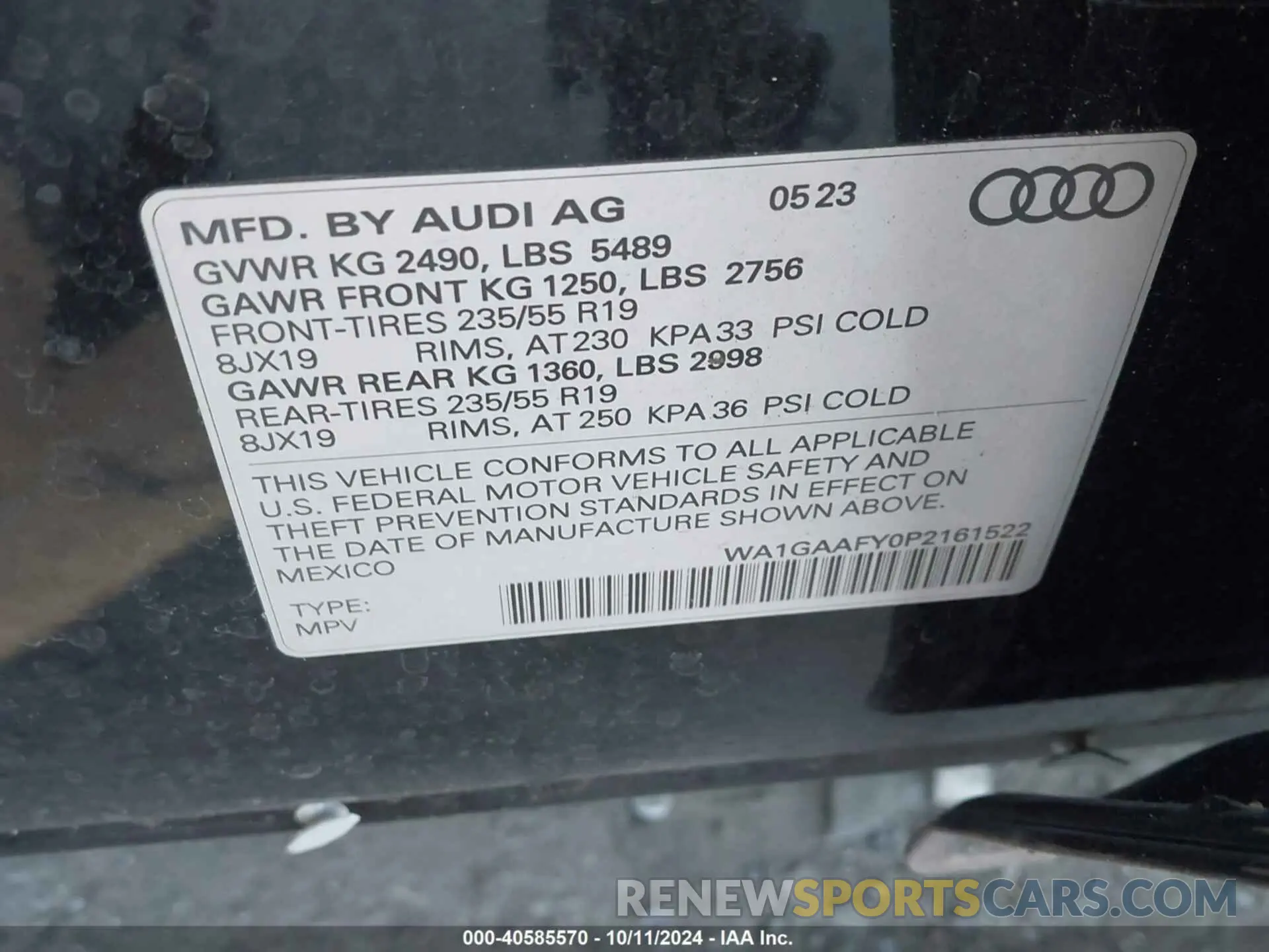 9 fotografías del automóvil dañado WA1GAAFY0P2161522 AUDI Q5 2023