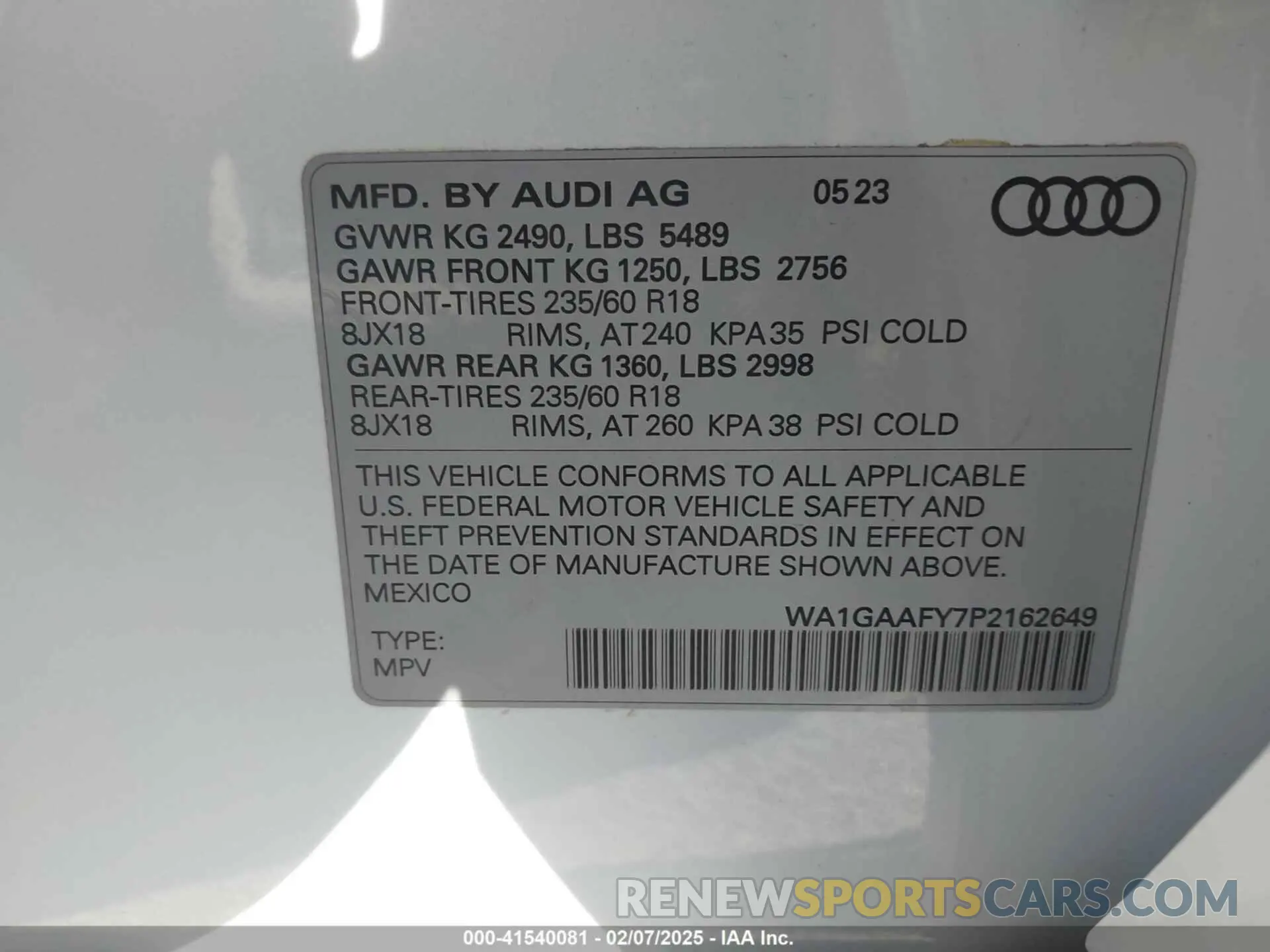 9 fotografías del automóvil dañado WA1GAAFY7P2162649 AUDI Q5 2023