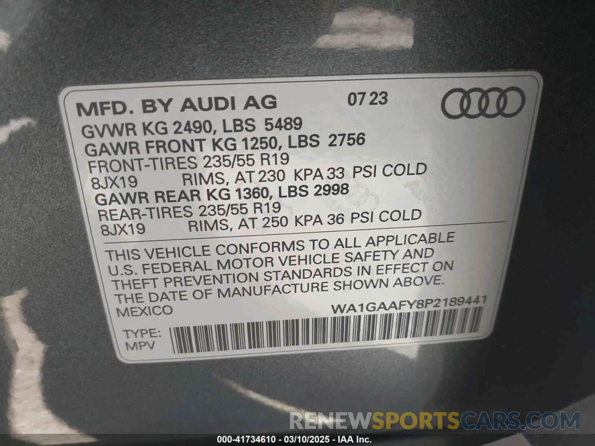 9 fotografías del automóvil dañado WA1GAAFY8P2189441 AUDI Q5 2023