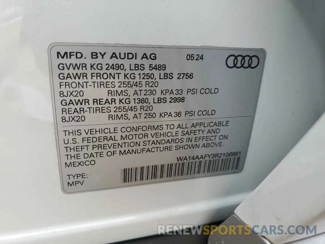 14 fotografías del automóvil dañado WA14AAFY3R2106861 AUDI Q5 2024