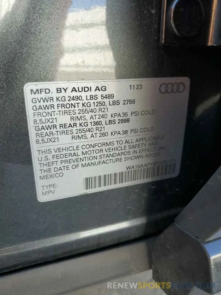 14 fotografías del automóvil dañado WA15AAFY9R2051174 AUDI Q5 2024