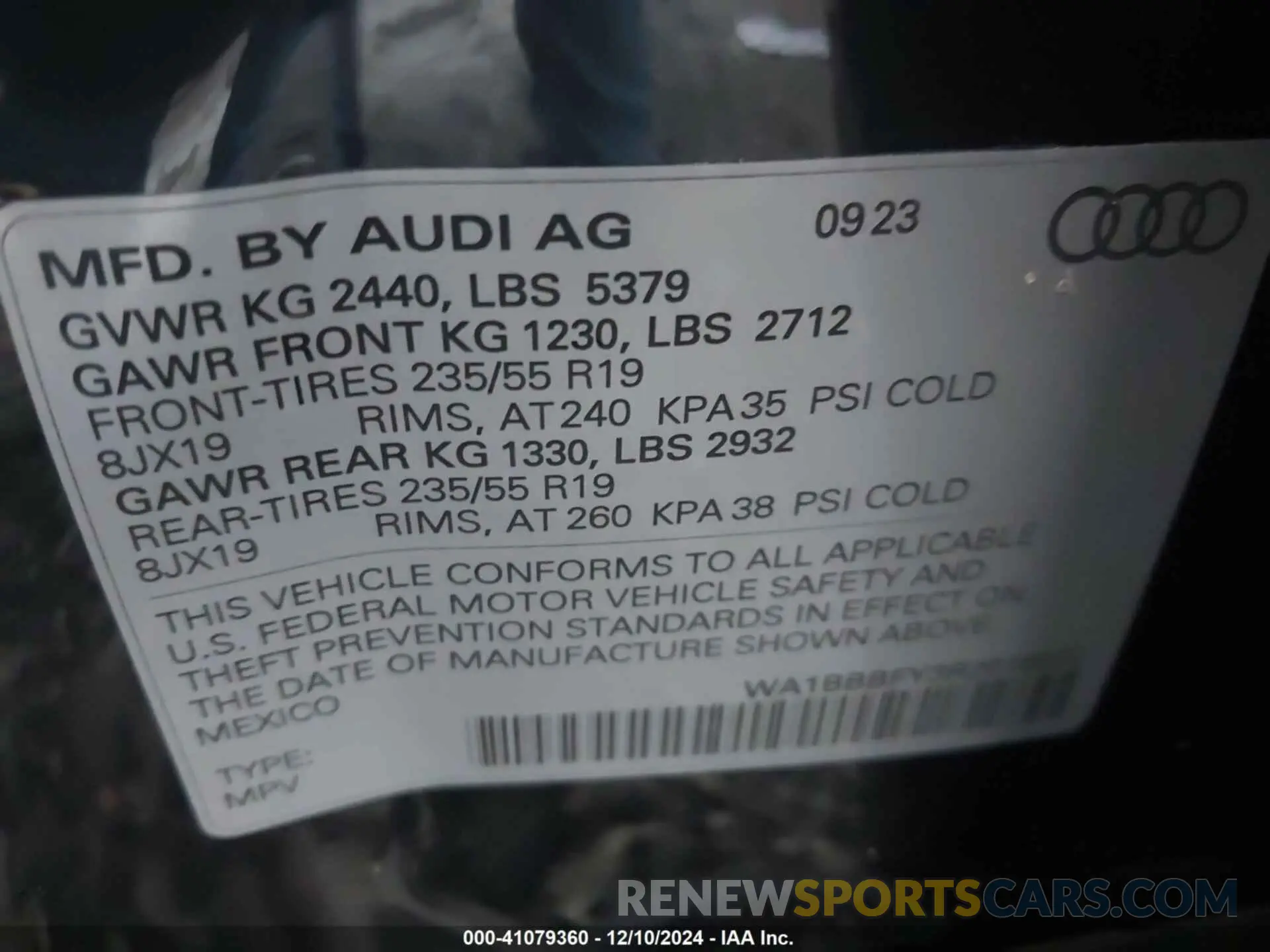 9 fotografías del automóvil dañado WA1BBBFY3R2016037 AUDI Q5 2024