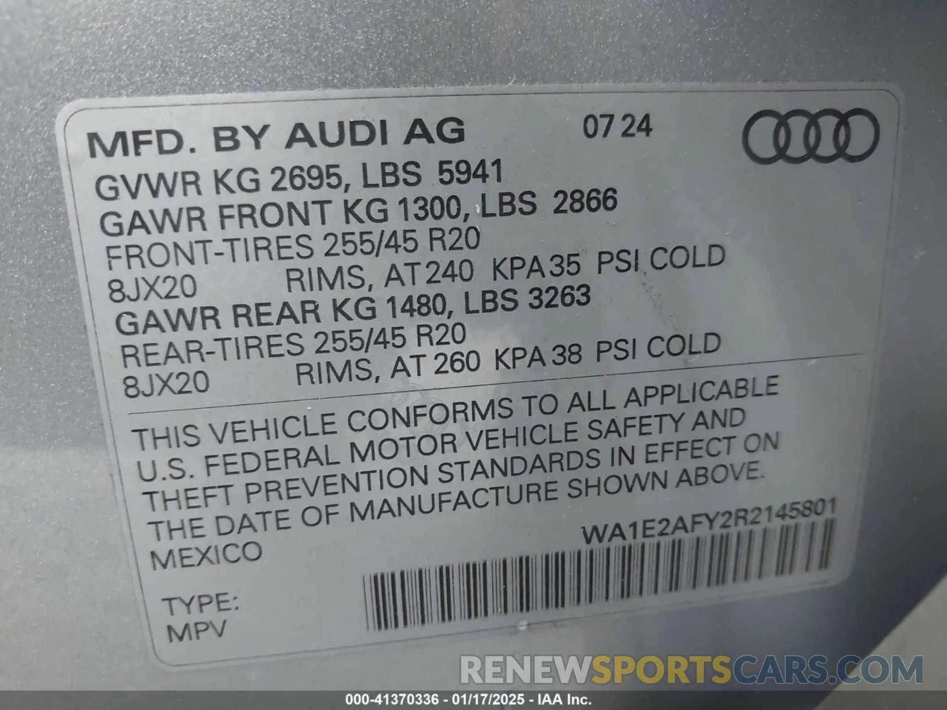 9 fotografías del automóvil dañado WA1E2AFY2R2145801 AUDI Q5 2024