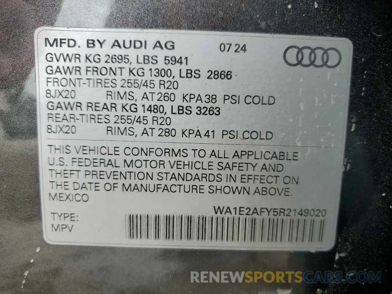 12 fotografías del automóvil dañado WA1E2AFY5R2149020 AUDI Q5 2024