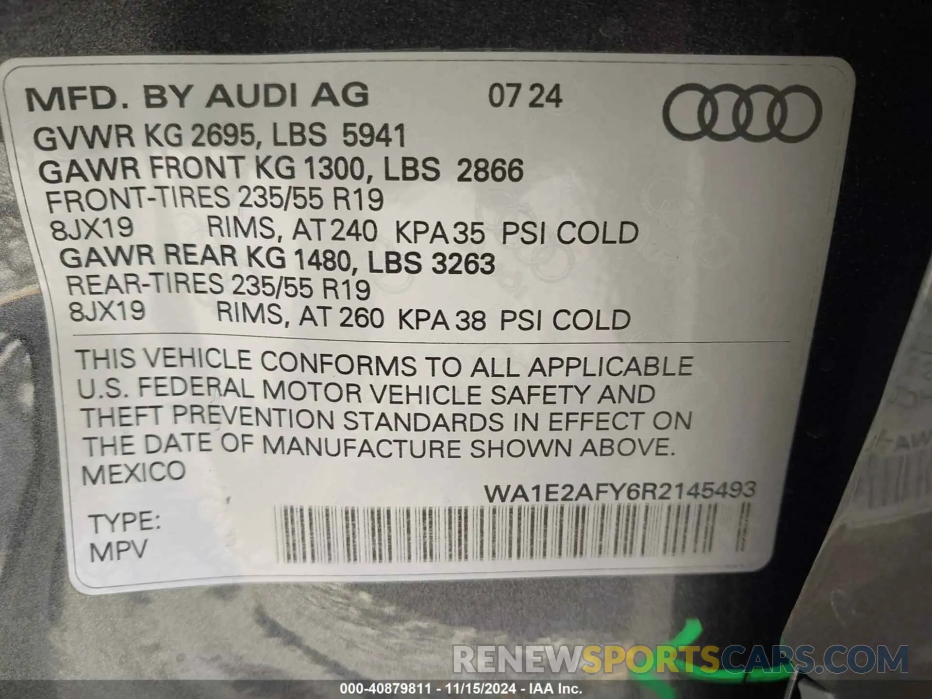 9 fotografías del automóvil dañado WA1E2AFY6R2145493 AUDI Q5 2024