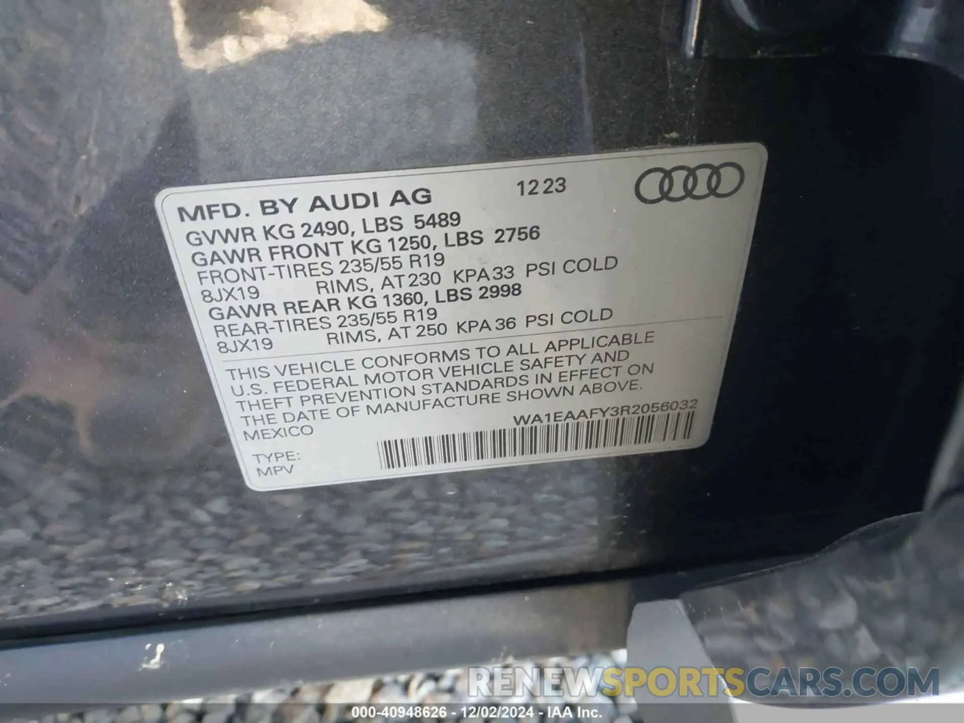 9 fotografías del automóvil dañado WA1EAAFY3R2056032 AUDI Q5 2024