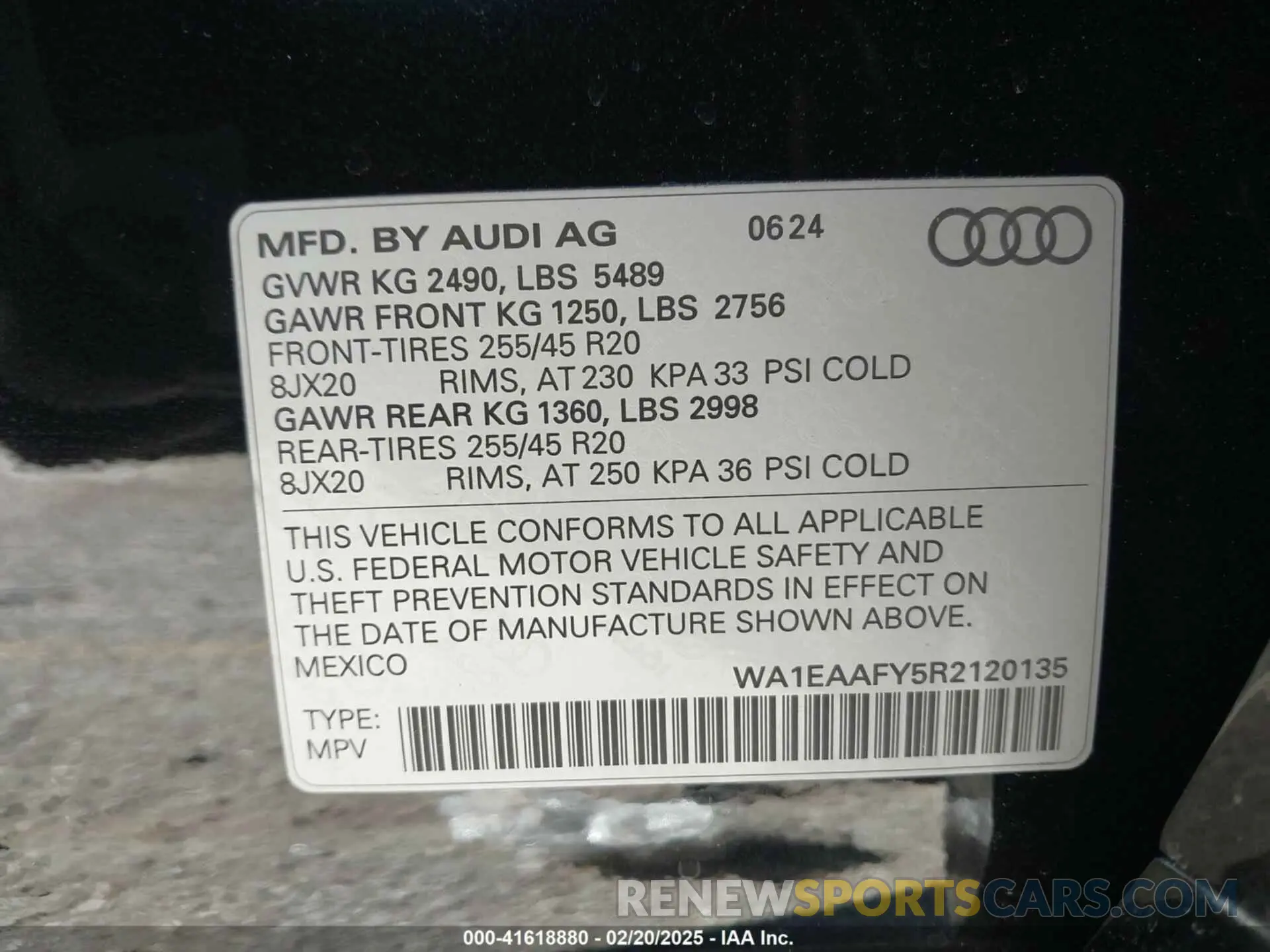 9 fotografías del automóvil dañado WA1EAAFY5R2120135 AUDI Q5 2024