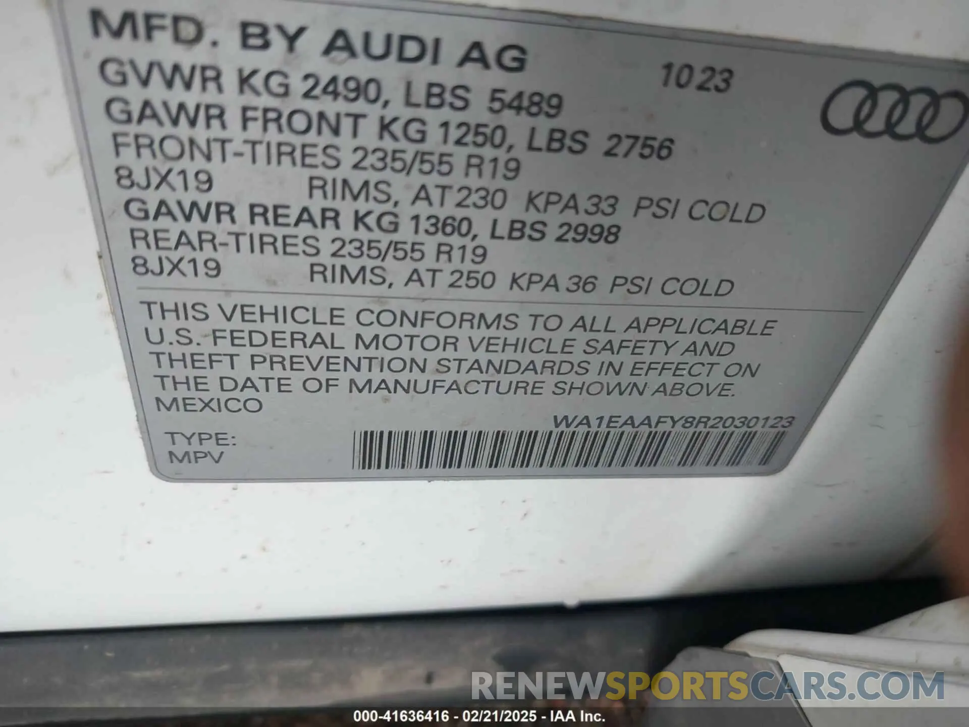 9 fotografías del automóvil dañado WA1EAAFY8R2030123 AUDI Q5 2024