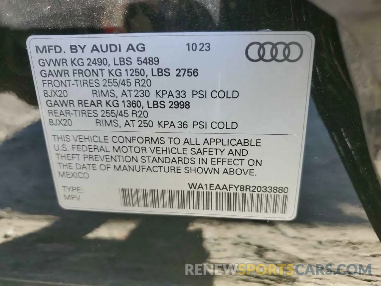 13 fotografías del automóvil dañado WA1EAAFY8R2033880 AUDI Q5 2024
