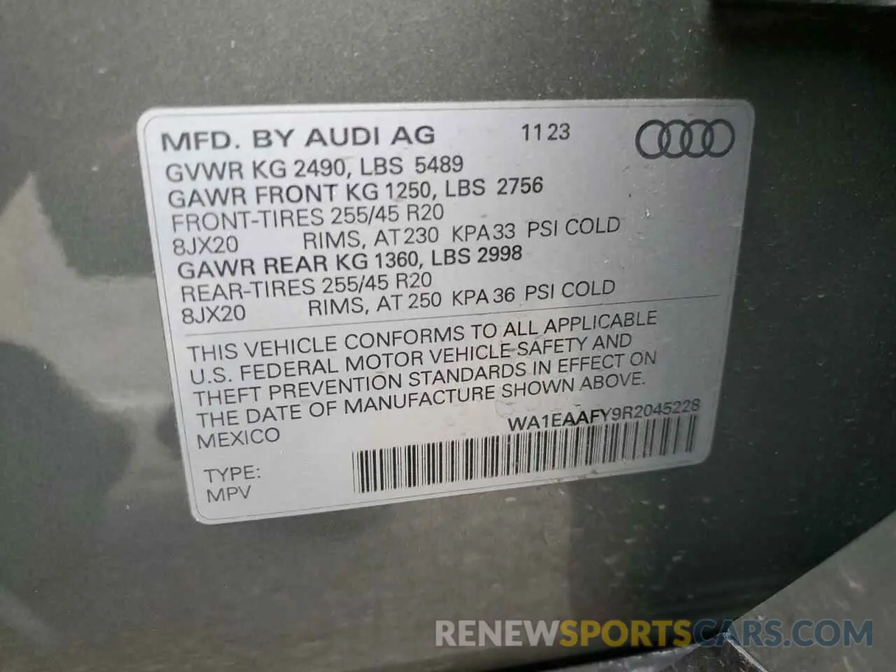 12 fotografías del automóvil dañado WA1EAAFY9R2045228 AUDI Q5 2024