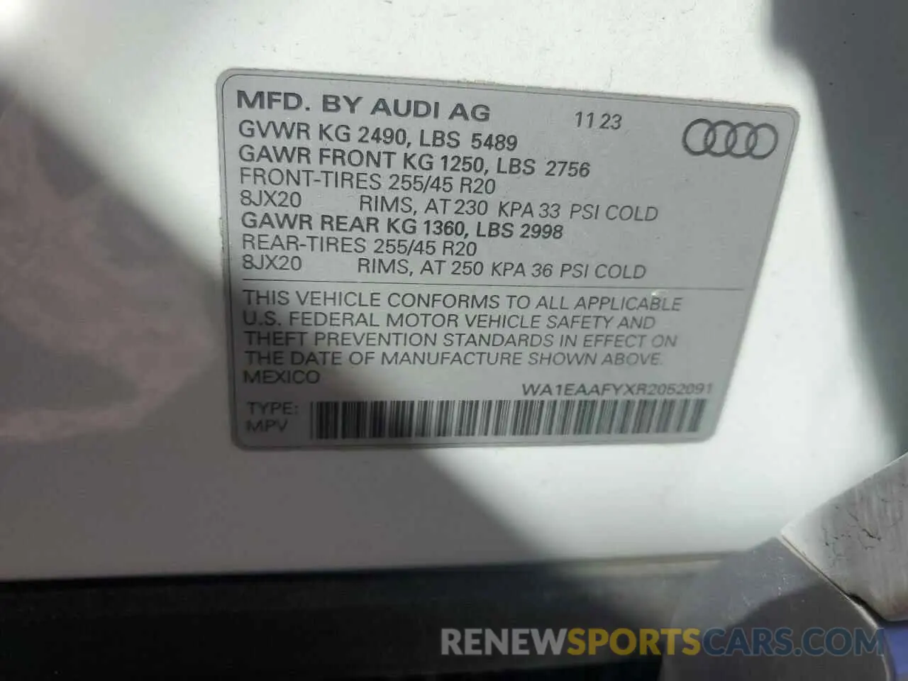 13 fotografías del automóvil dañado WA1EAAFYXR2052091 AUDI Q5 2024