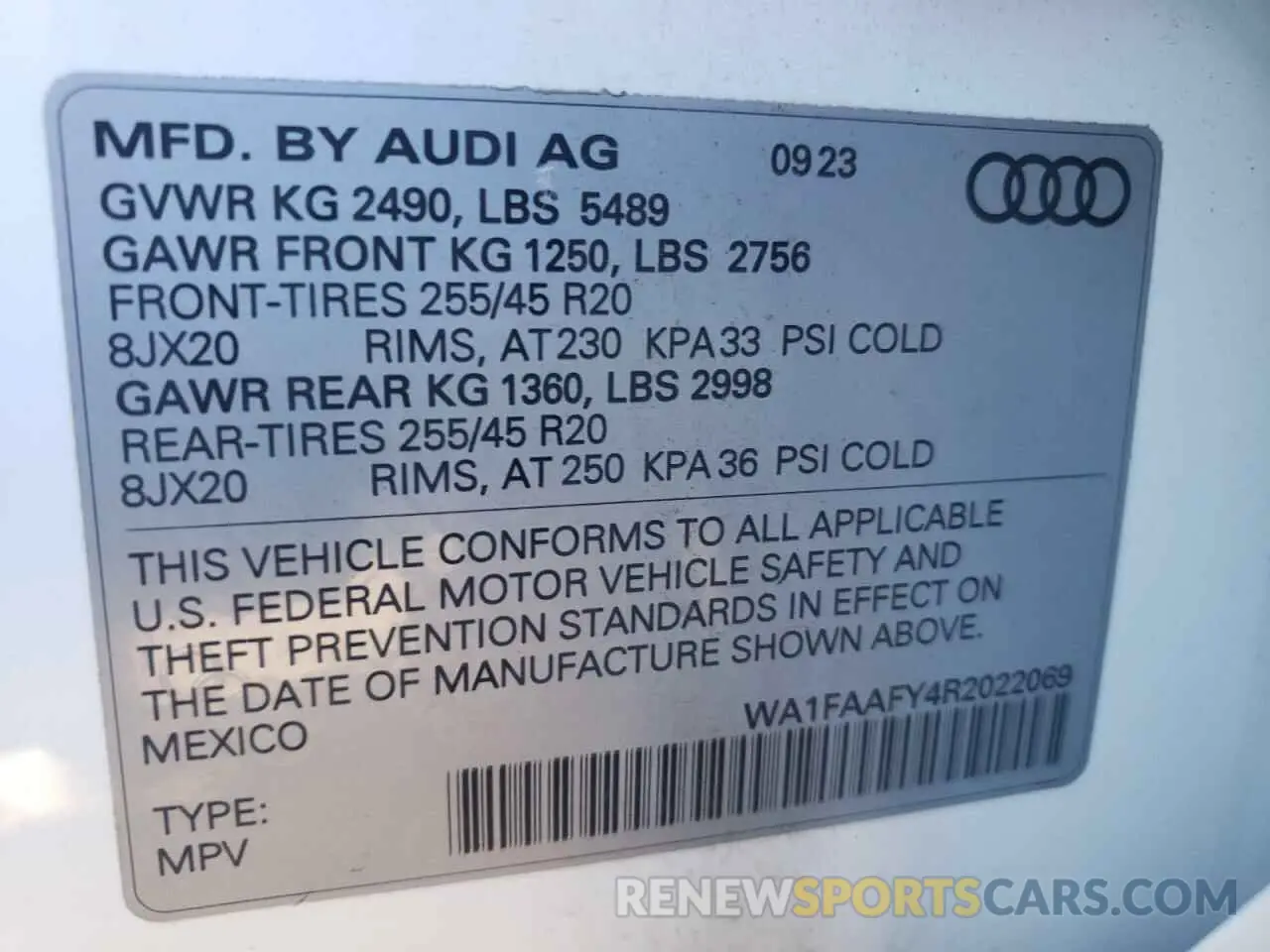 12 fotografías del automóvil dañado WA1FAAFY4R2022069 AUDI Q5 2024