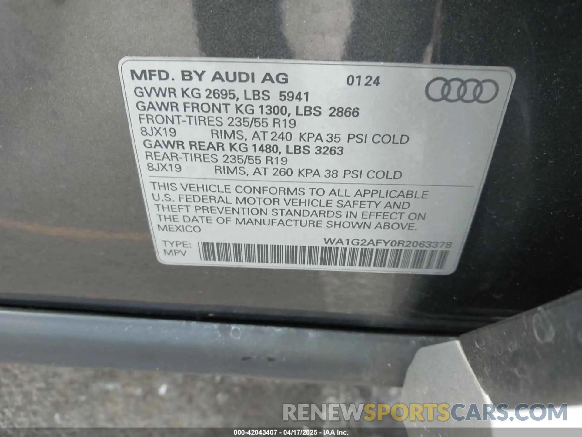 9 fotografías del automóvil dañado WA1G2AFY0R2063378 AUDI Q5 2024