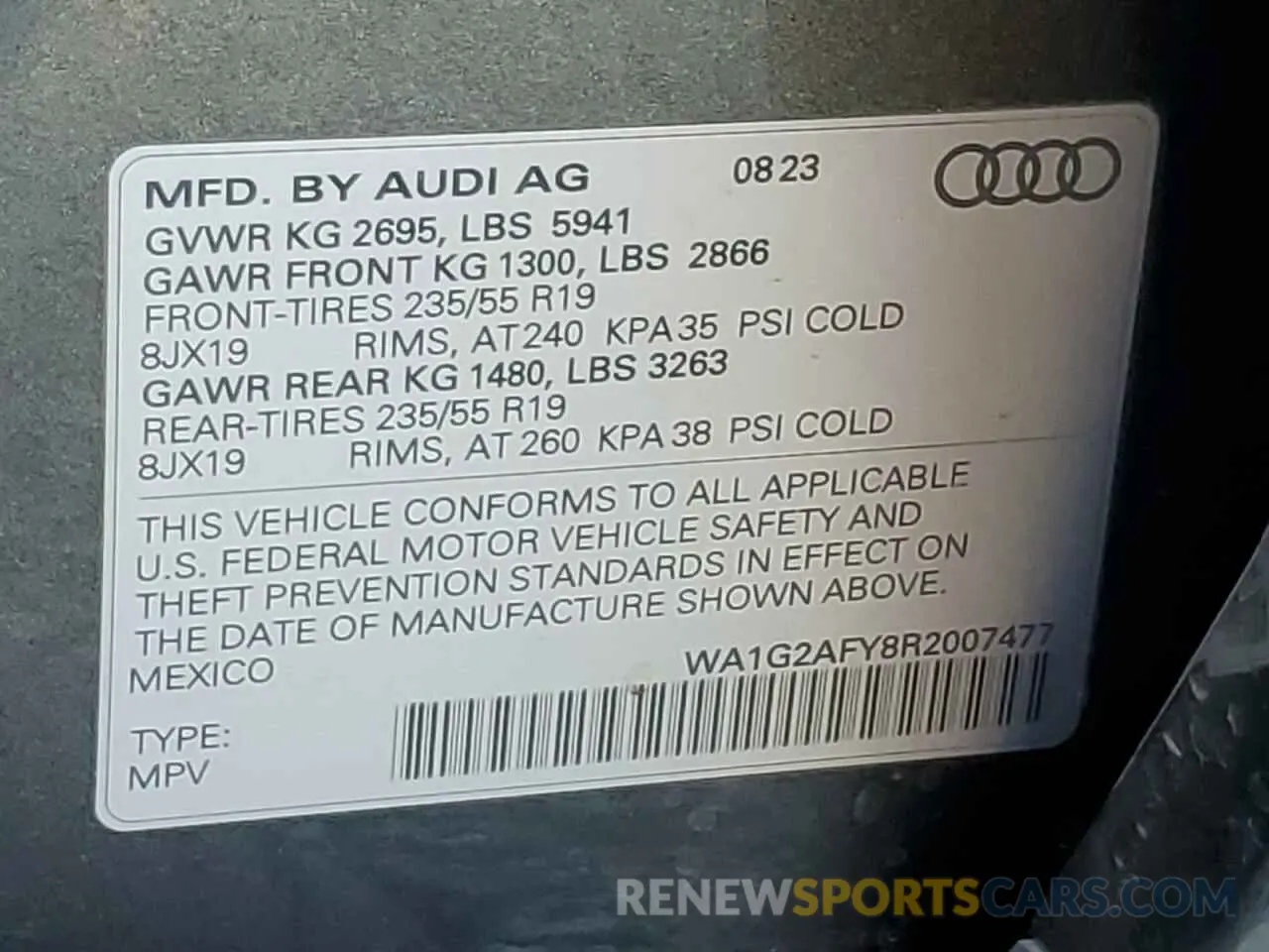 13 fotografías del automóvil dañado WA1G2AFY8R2007477 AUDI Q5 2024