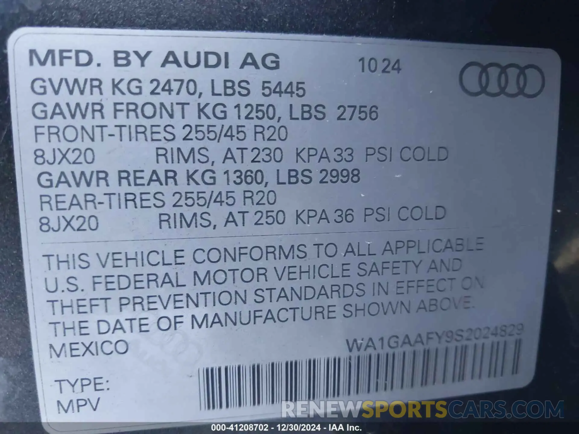 9 fotografías del automóvil dañado WA1GAAFY9S2024829 AUDI Q5 2025