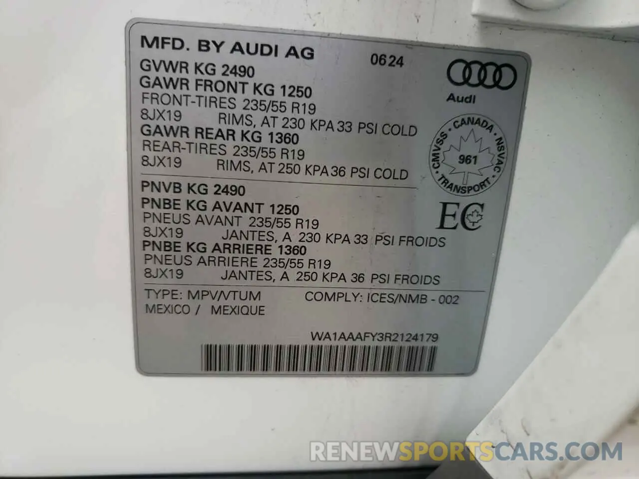 14 fotografías del automóvil dañado WA1AAAFY3R2124179 AUDI Q5 KOMFORT 2024