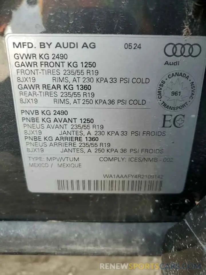 13 fotografías del automóvil dañado WA1AAAFY4R2109142 AUDI Q5 KOMFORT 2024