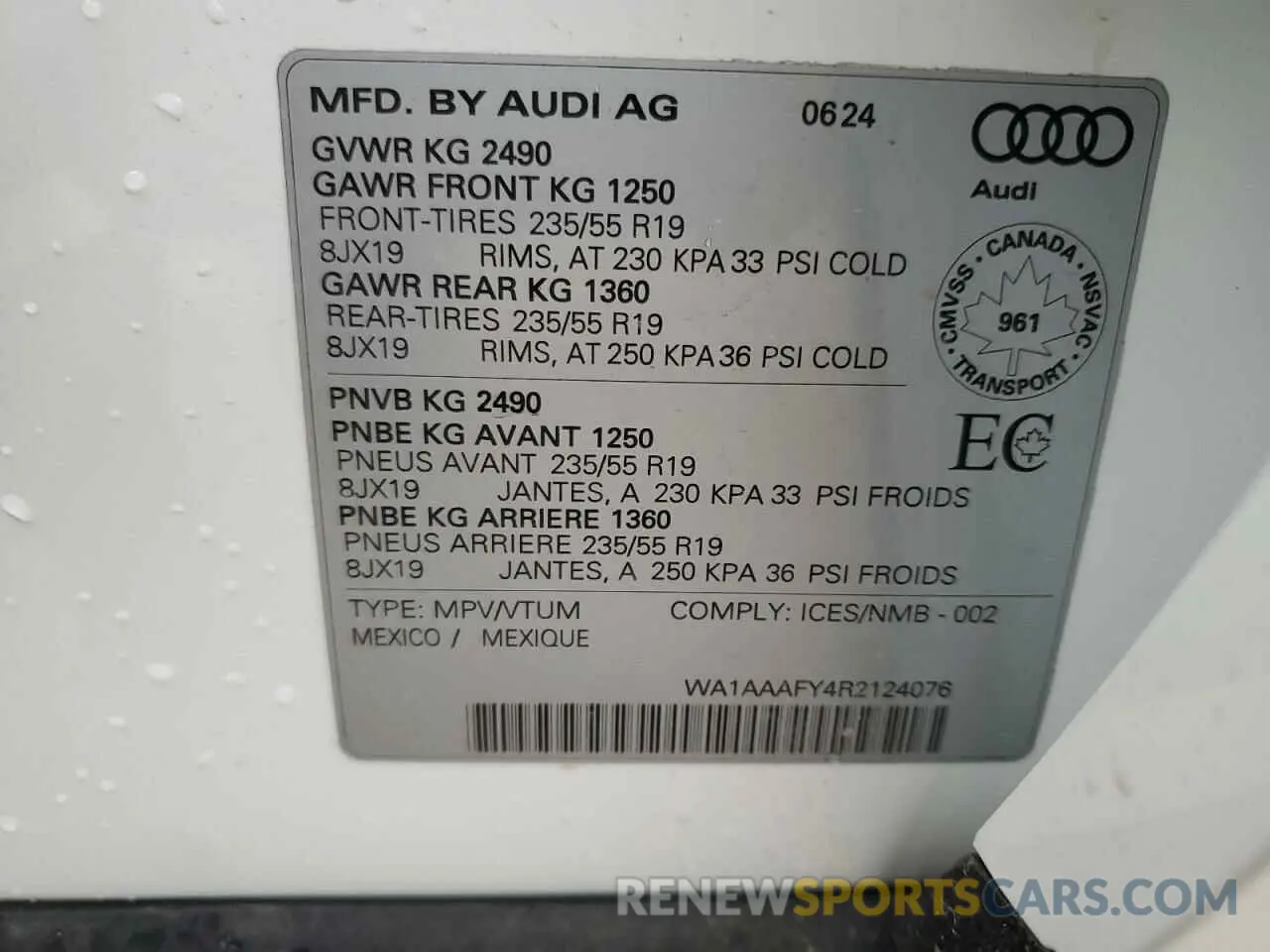 13 fotografías del automóvil dañado WA1AAAFY4R2124076 AUDI Q5 KOMFORT 2024