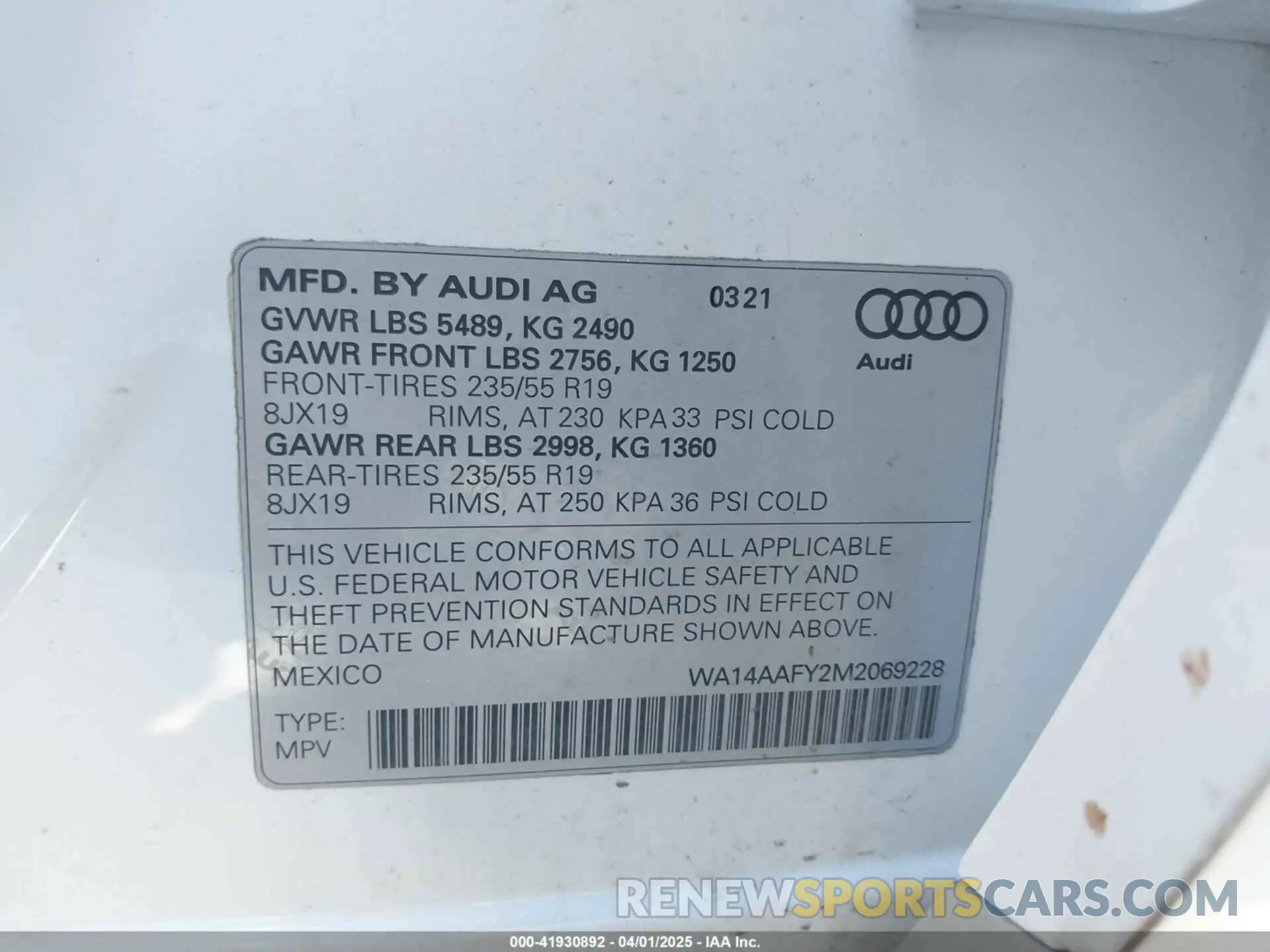 9 fotografías del automóvil dañado WA14AAFY2M2069228 AUDI Q5 SPORTBACK 2021
