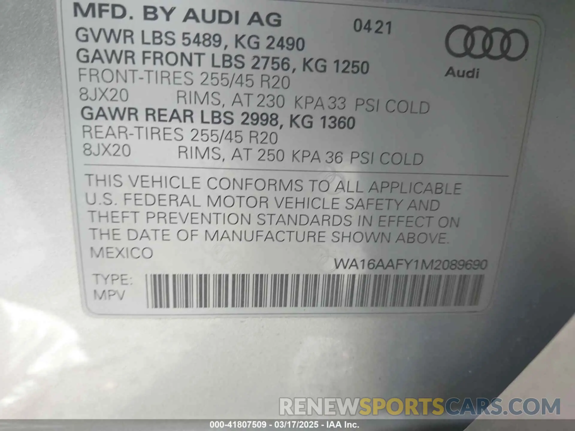 9 fotografías del automóvil dañado WA16AAFY1M2089690 AUDI Q5 SPORTBACK 2021