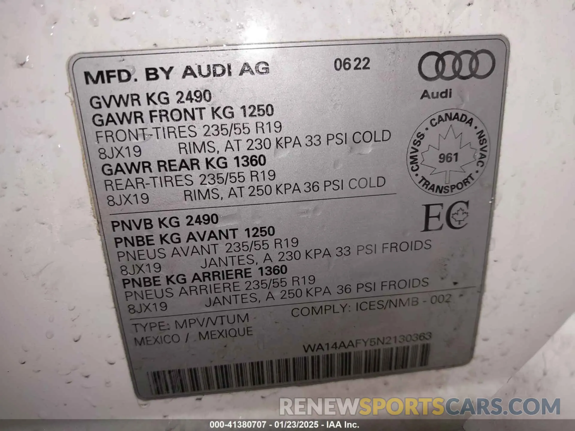 9 fotografías del automóvil dañado WA14AAFY5N2130363 AUDI Q5 SPORTBACK 2022