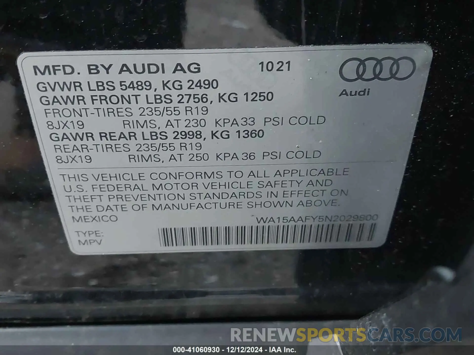 9 fotografías del automóvil dañado WA15AAFY5N2029800 AUDI Q5 SPORTBACK 2022