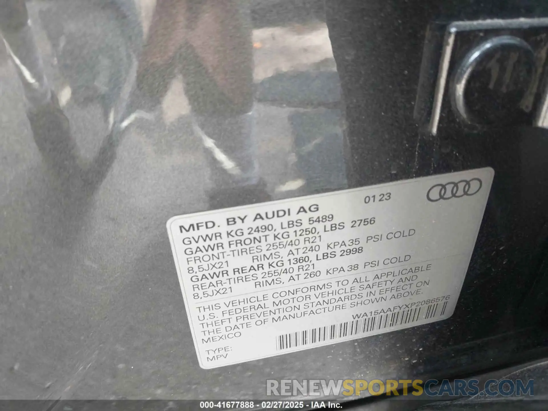 9 fotografías del automóvil dañado WA15AAFYXP2086576 AUDI Q5 SPORTBACK 2023