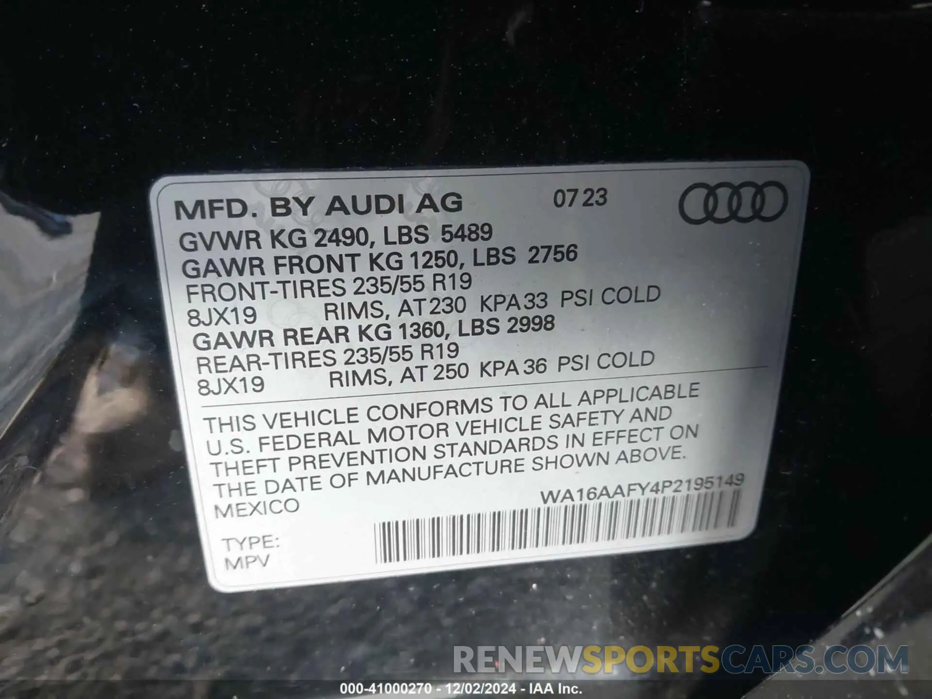 9 fotografías del automóvil dañado WA16AAFY4P2195149 AUDI Q5 SPORTBACK 2023