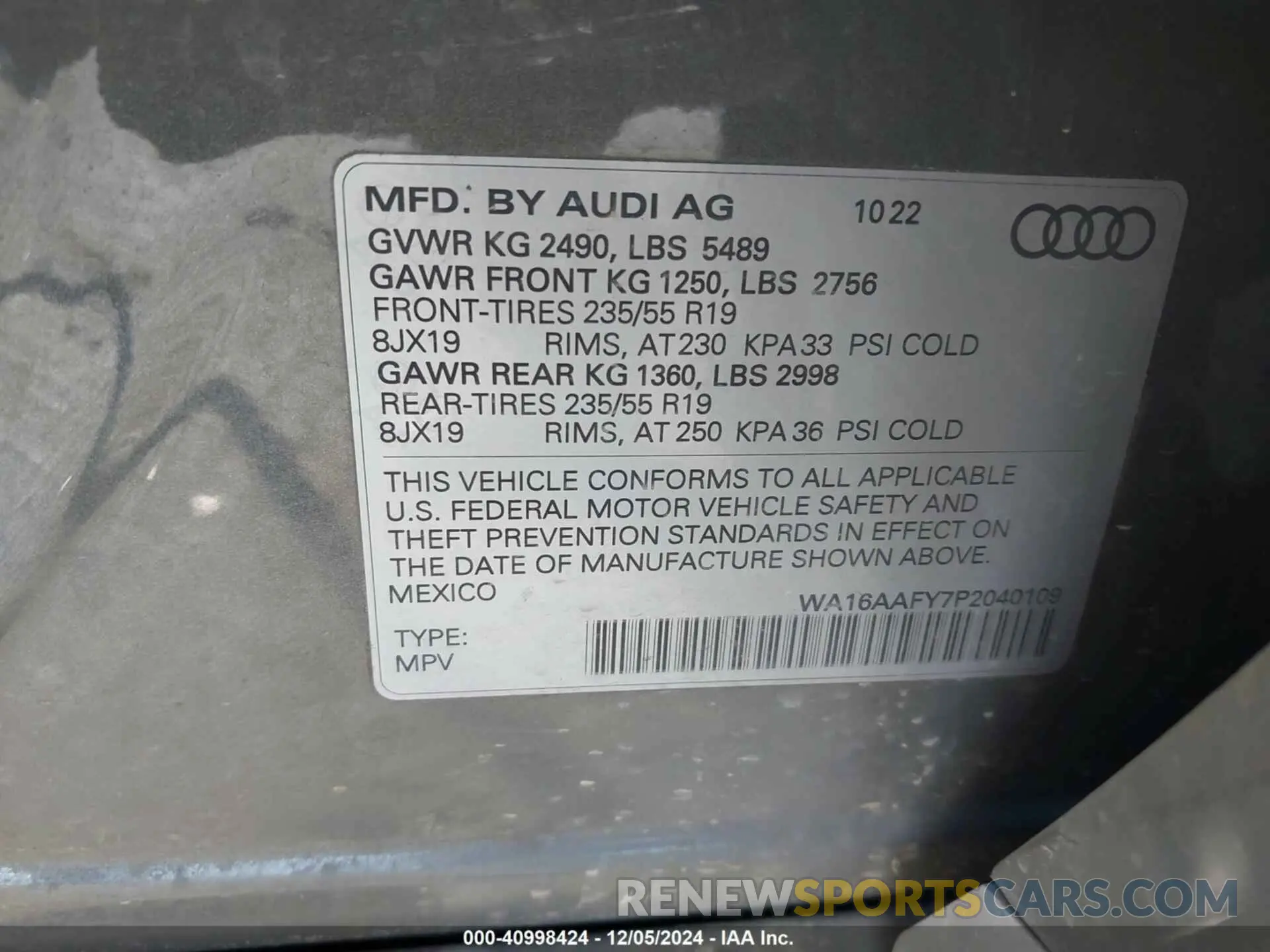 9 fotografías del automóvil dañado WA16AAFY7P2040109 AUDI Q5 SPORTBACK 2023