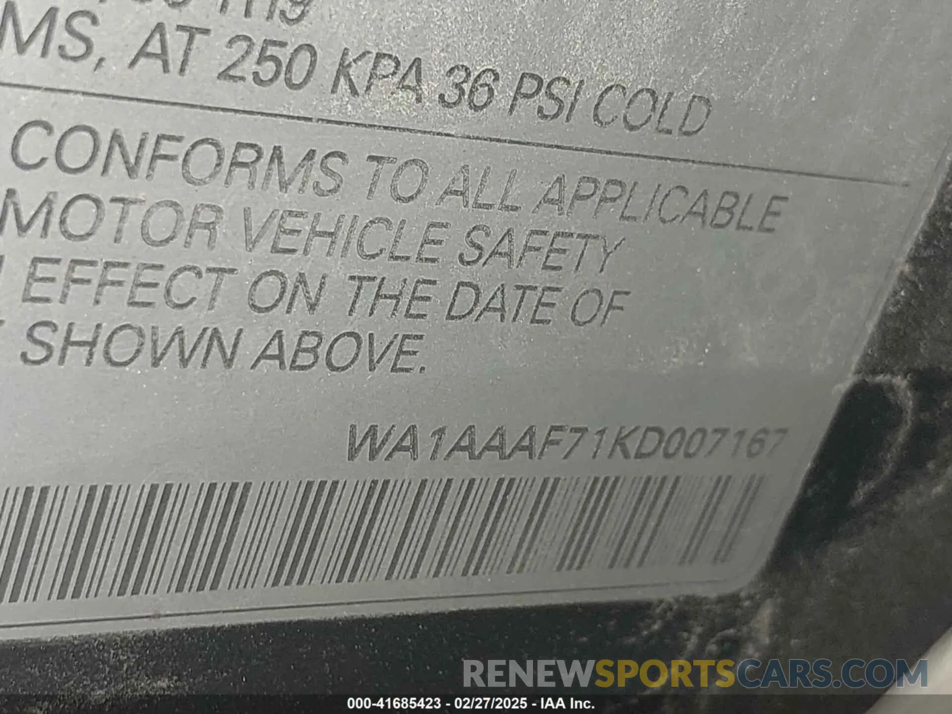 9 fotografías del automóvil dañado WA1AAAF71KD007167 AUDI Q7 2019