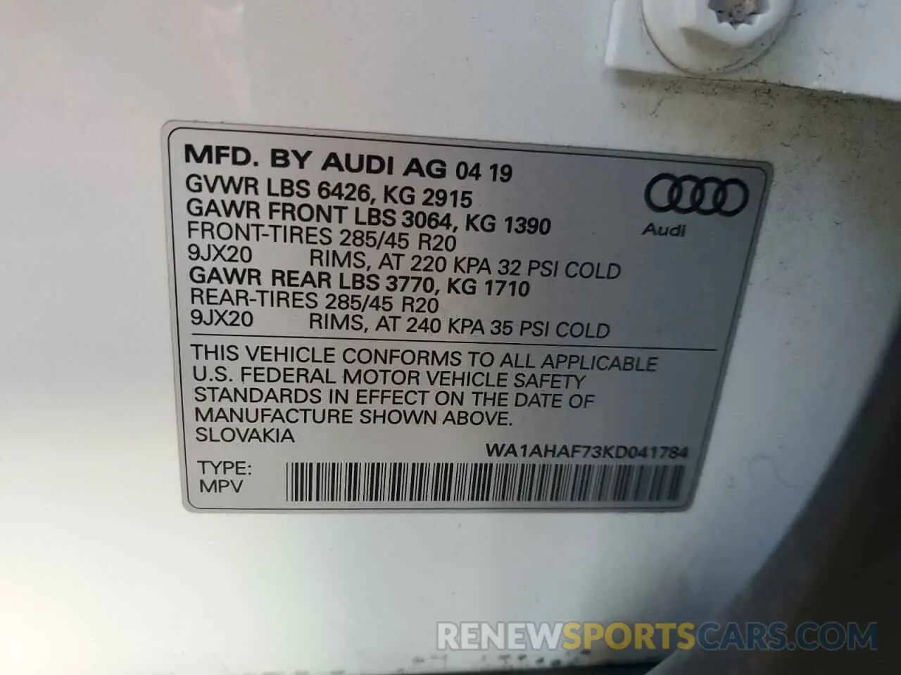 13 fotografías del automóvil dañado WA1AHAF73KD041784 AUDI Q7 2019